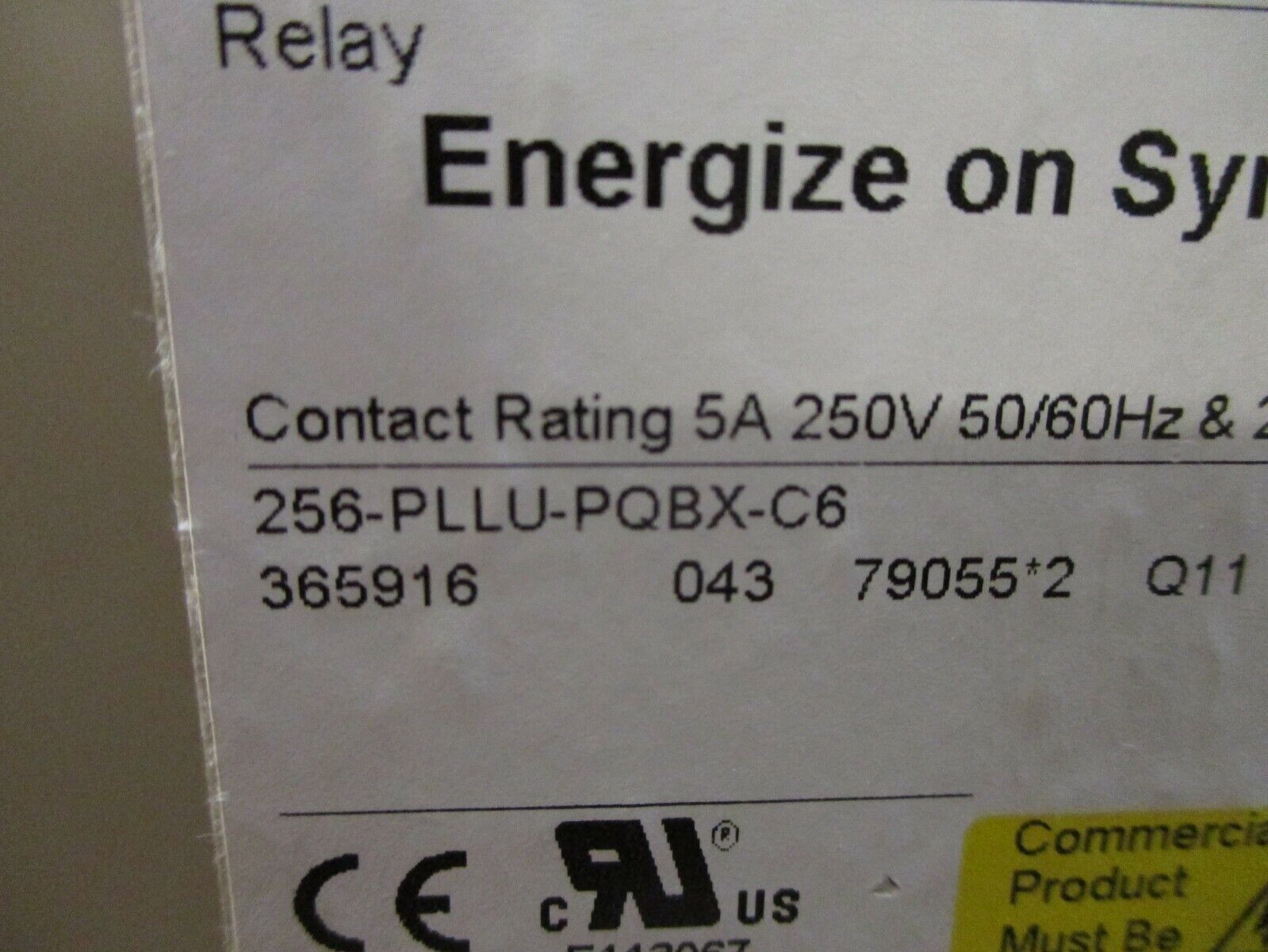 Crompton Protector Energize on Sync Relay 256-PLLU-PQBX-C6 120V 60Hz Used