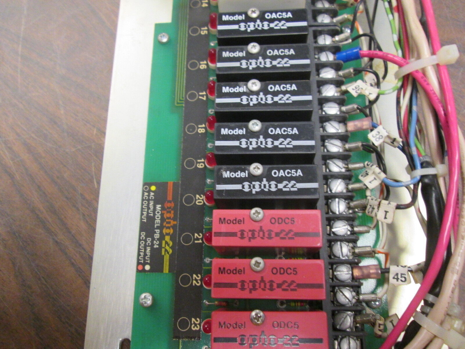 Opto 22 I/O Relay Board PB-24 (13)IDC5 Relay (5)OAC5A Relay (3)ODC5 Relay Used