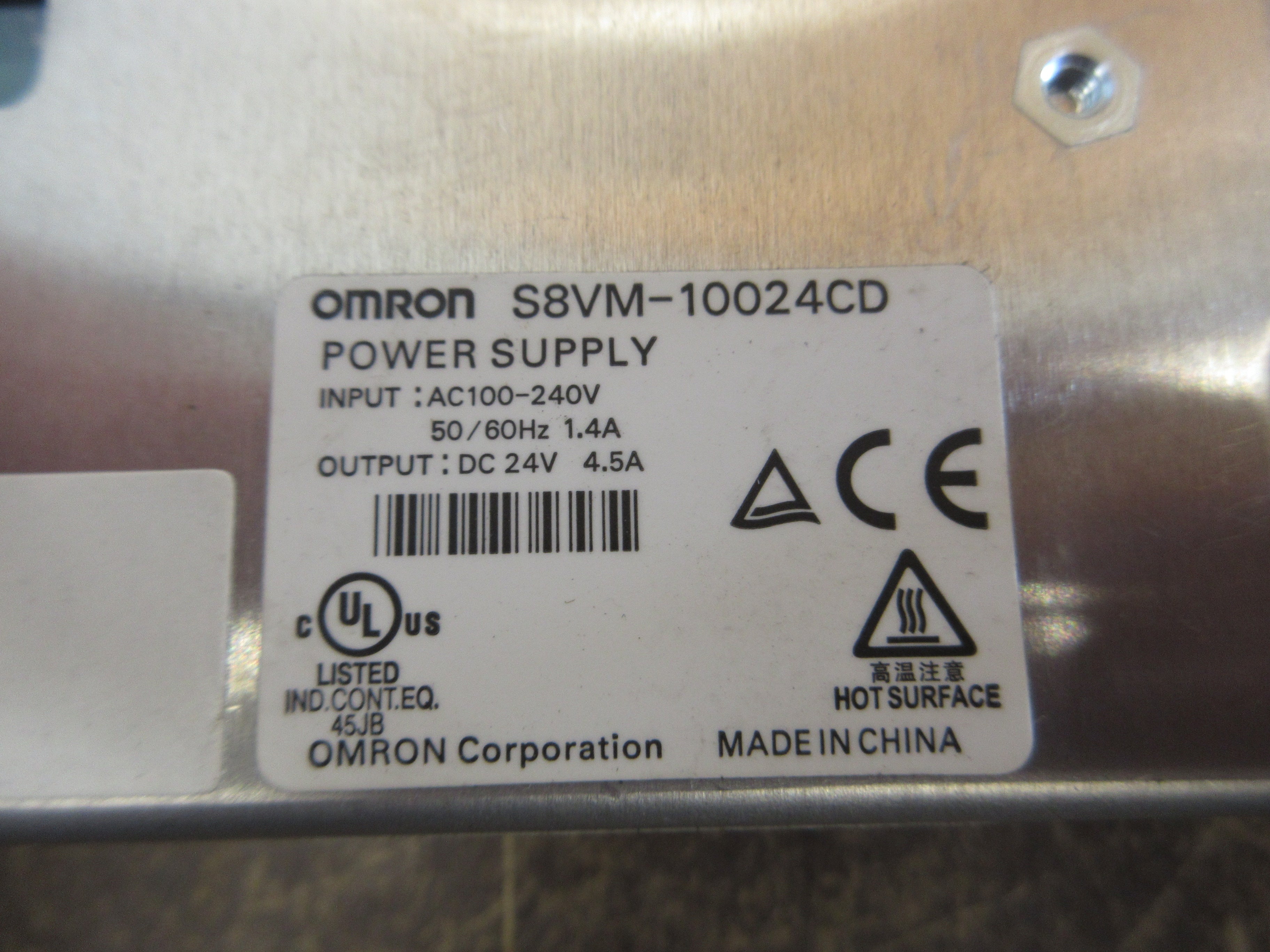Omron Power Supply S8VM-10024-CD Input: 100-240VAC 50/60Hz 1.4A Used