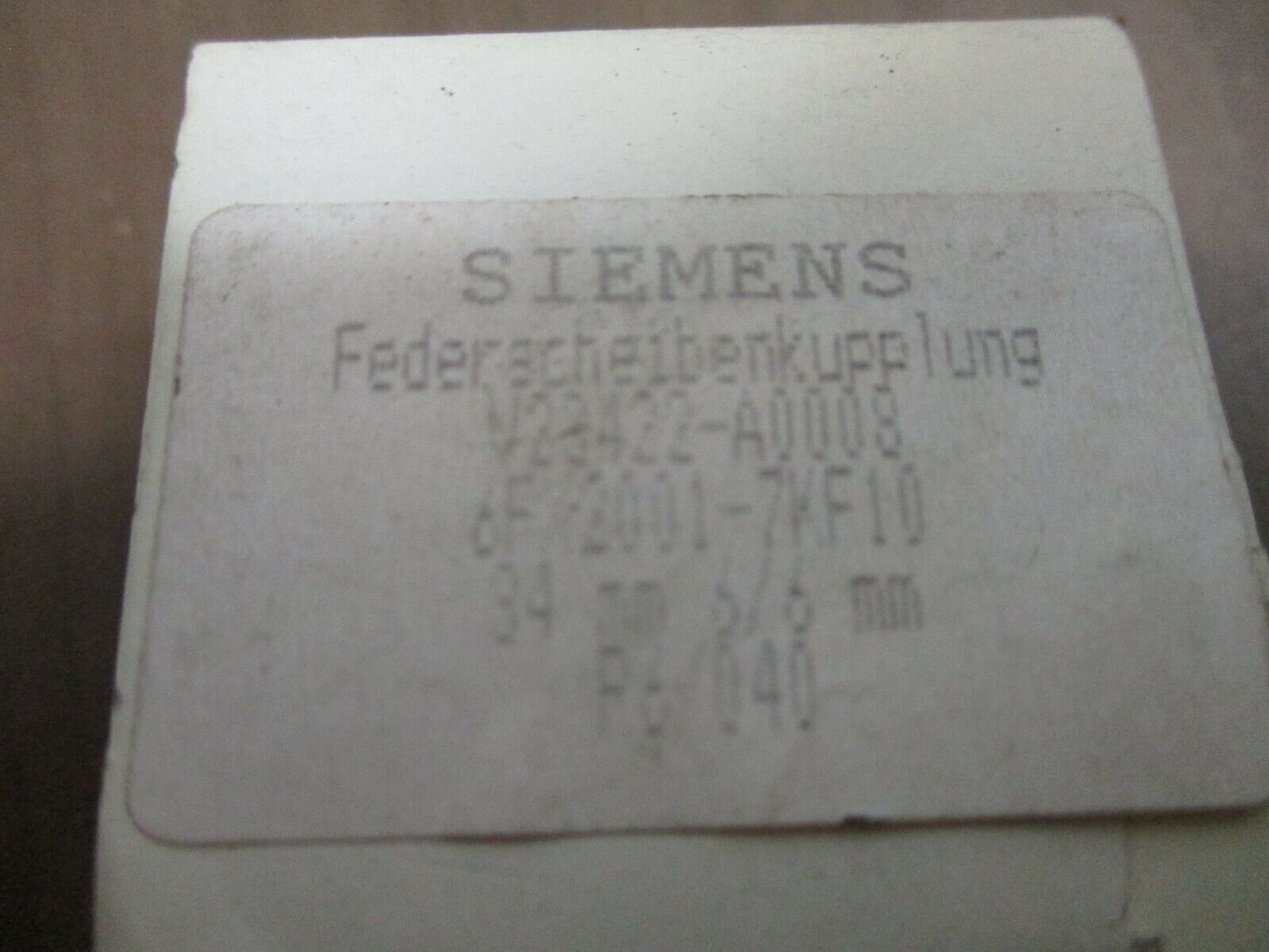 Siemens Coupling V23422-A0008 34mm 6/6mm New Surplus