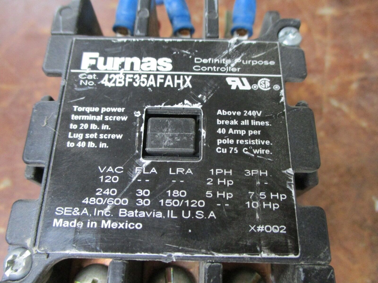 Furnas Contactor 42BF35AFAHX 120V Coil 30A 600V Used