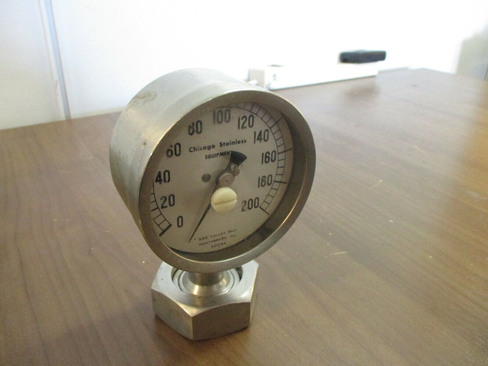 Chicago Stainless Equipment Stainless Steel Pressure Gauge Range: 0-200PSI Used