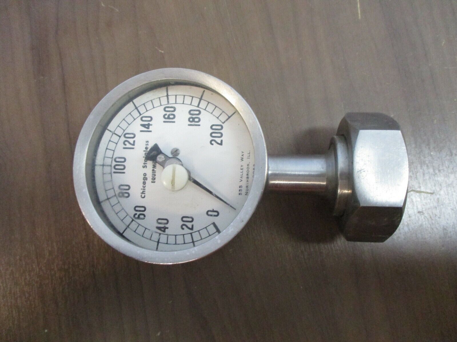 Chicago Stainless Equipment Stainless Steel Pressure Gauge Range: 0-200PSI Used