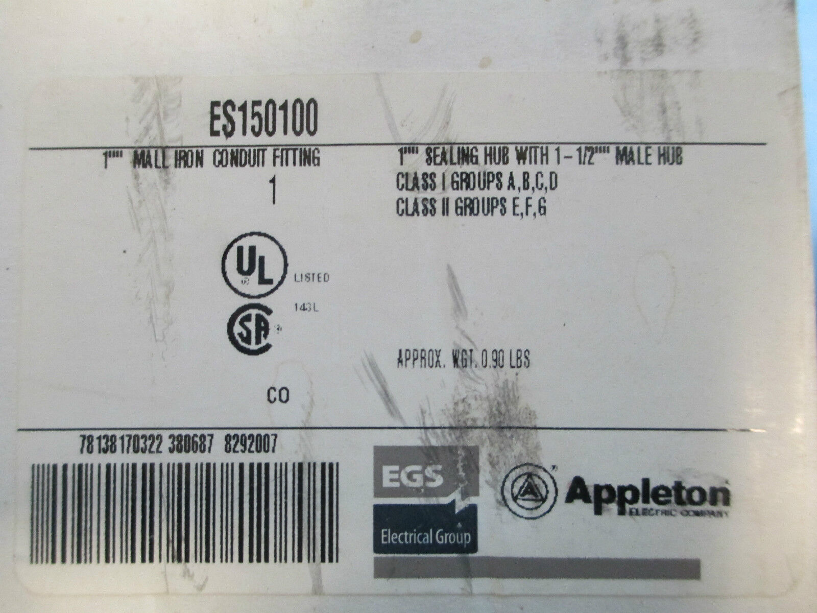 Appleton 1"-1-1/2" Conduit Hub ES150100, New in Box!!!