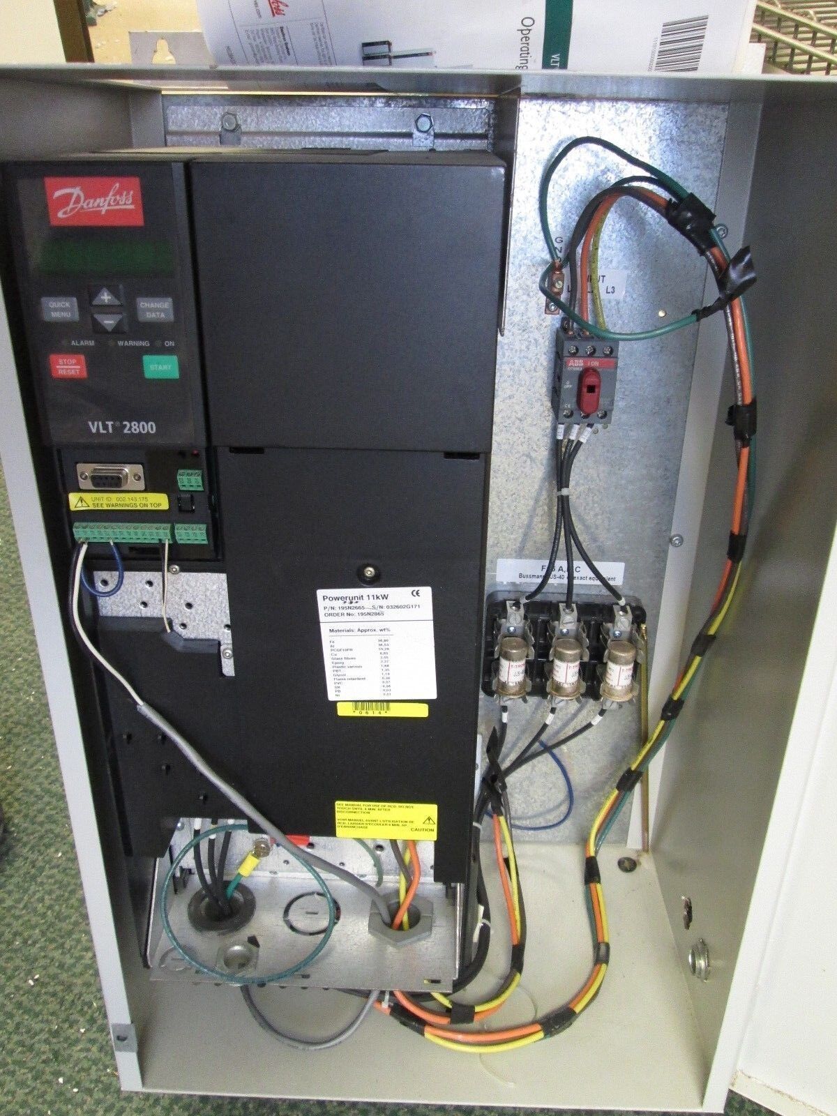 DanFoss VLT2800 AC Drive 174B5473 15HP 460V Used