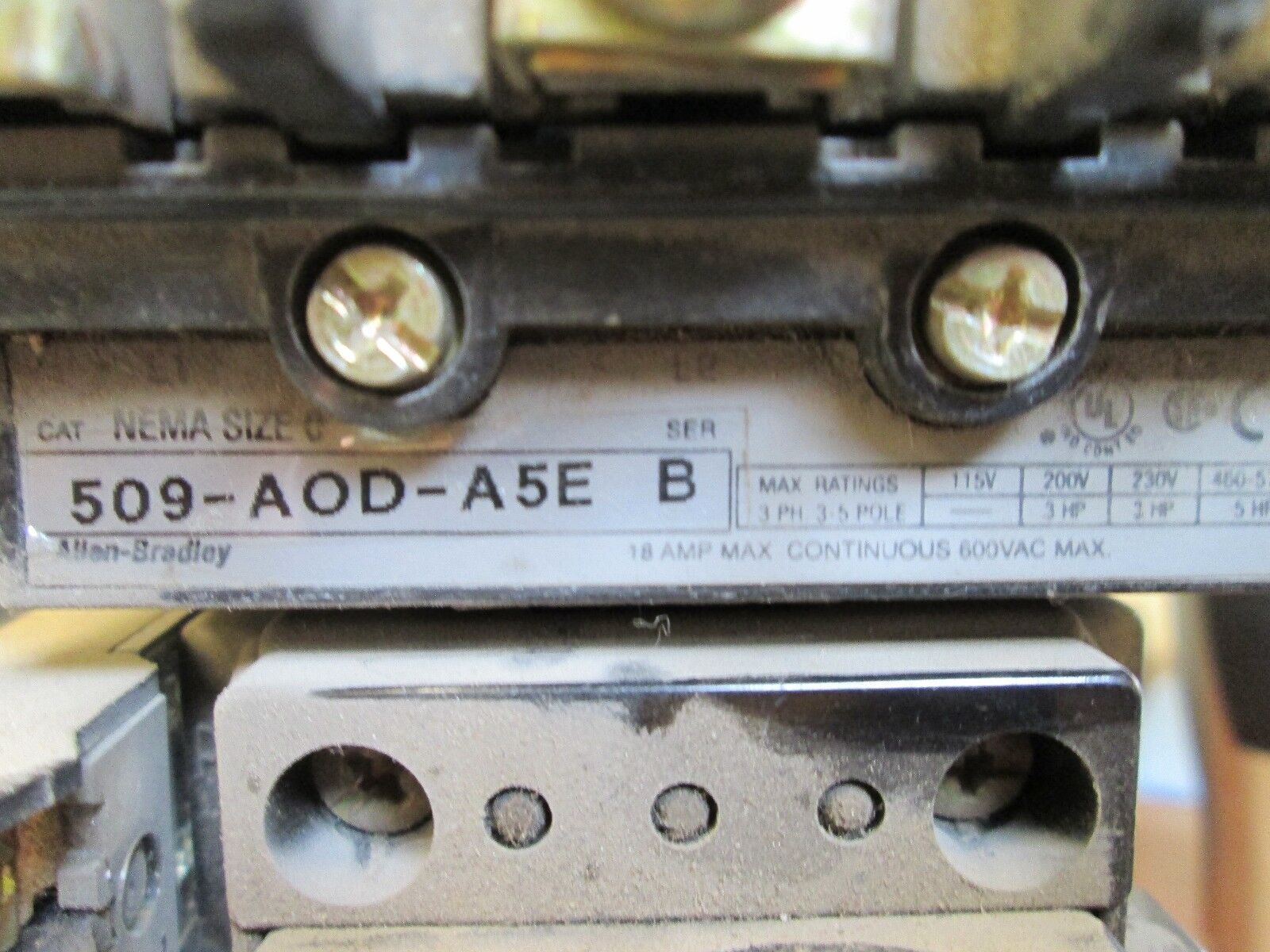 Allen-Bradley Starter 509-AOD-A5E Size 0 Solid State Overload 1.6-5A 120V Coil