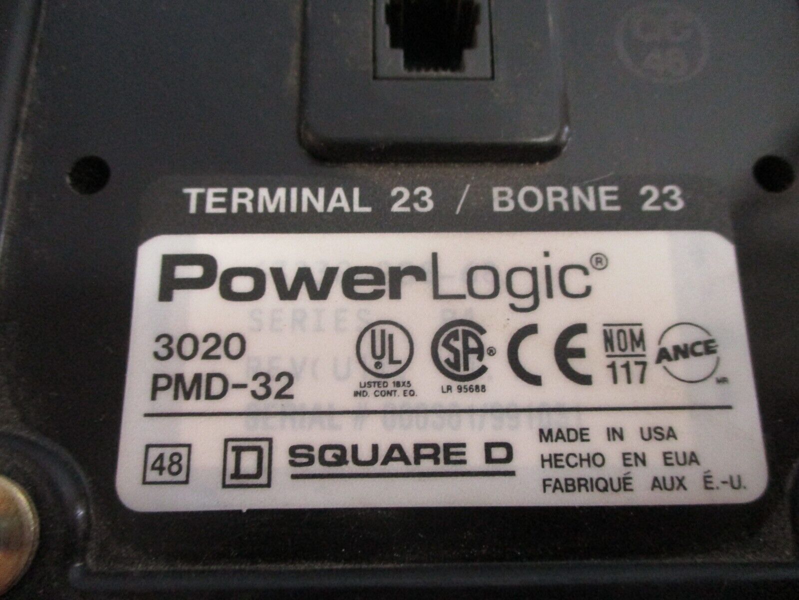 Square D PowerLogic Power Meter w/ Display 3020 PM-620 / 3020 PMD-32 *No Cable*