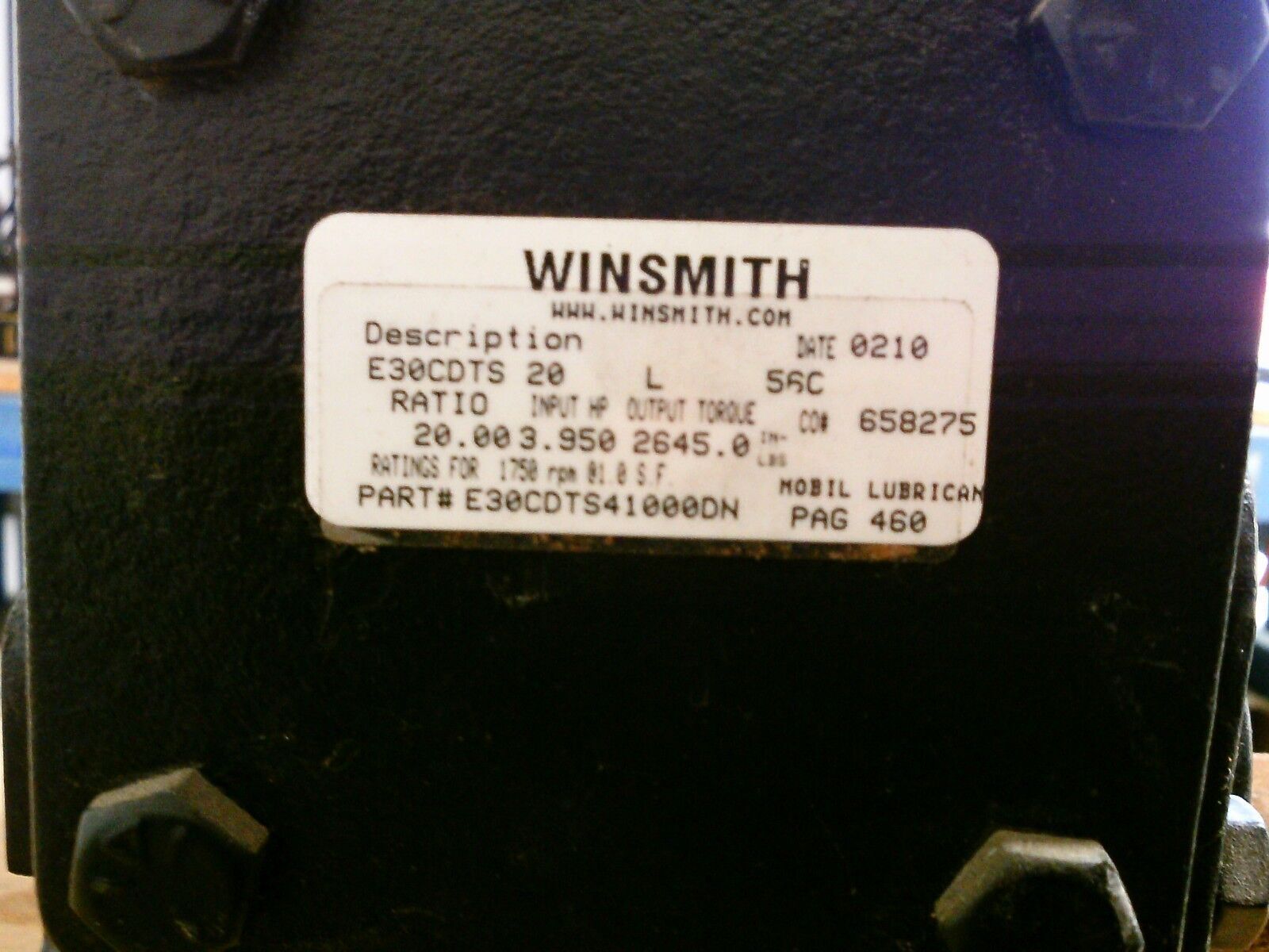 Winsmith SE Encore E30 Reducer E30CDTS 20 L 56C Ratio 20:1 2645In/Lb Torque Used