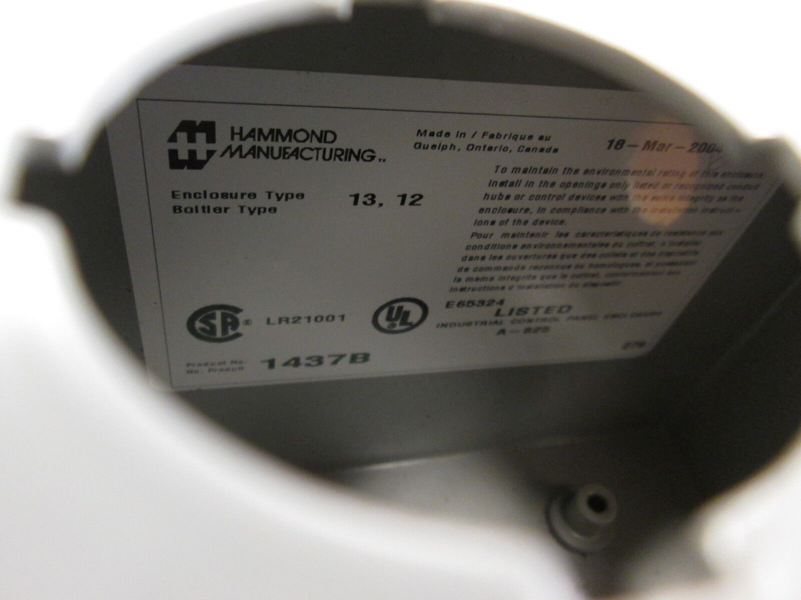 Hammond Push Button Station 1437B 2 hole Used