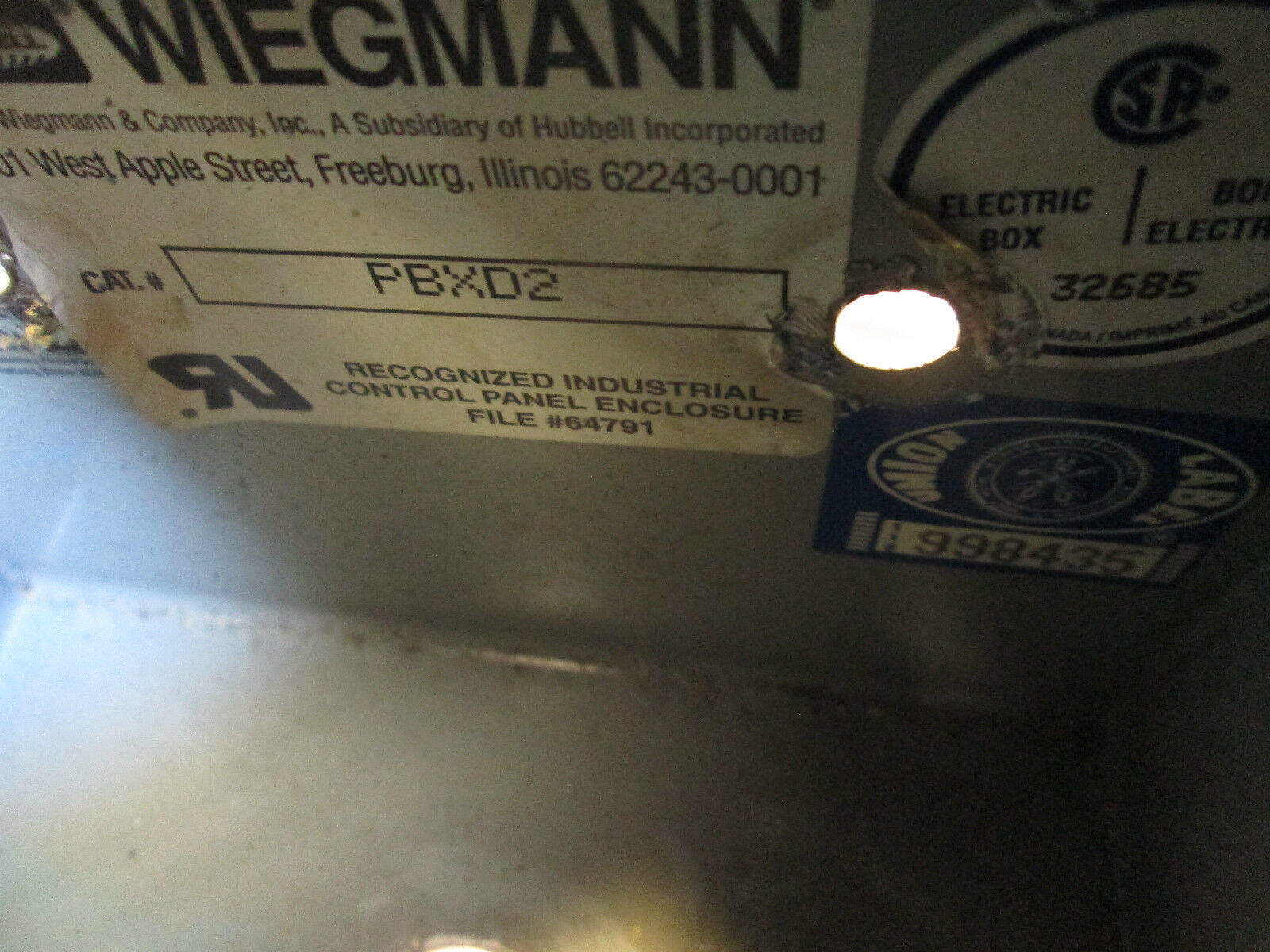 Wiegmann Push Button Station PBXD2 2-Hole Used