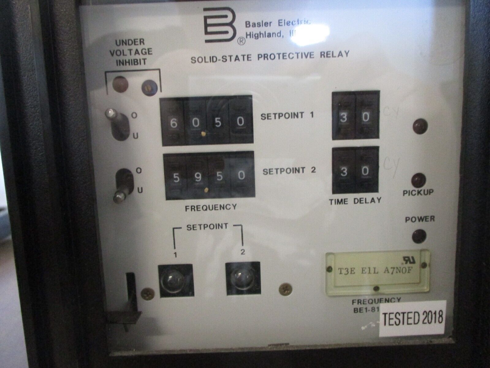 Basler Electric Over/Under Frequency Relay BE1-81 O/U Used