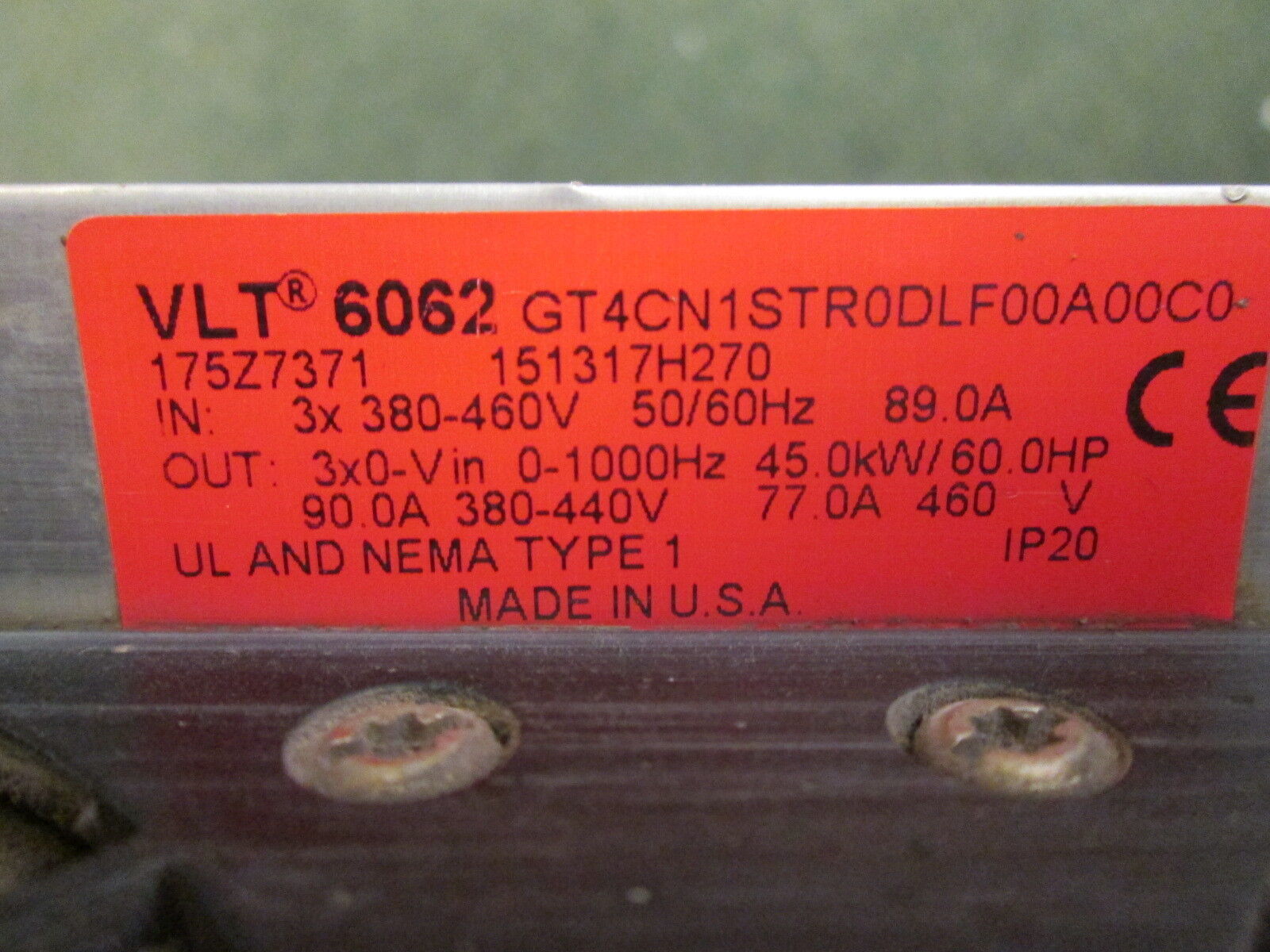 DanFoss VLT 6062 AC Drive 175Z7371 60HP Used