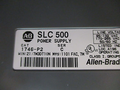 Allen-Bradley SLC 500 PLC Rack w/ Power Supply 1746-A7 / 1746-P2 7-Slot, Used