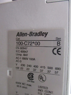 Allen-Bradley Starter 100-C72*00 / 193-EA2KE 120V Coil Trip: 26-85A 600V Used