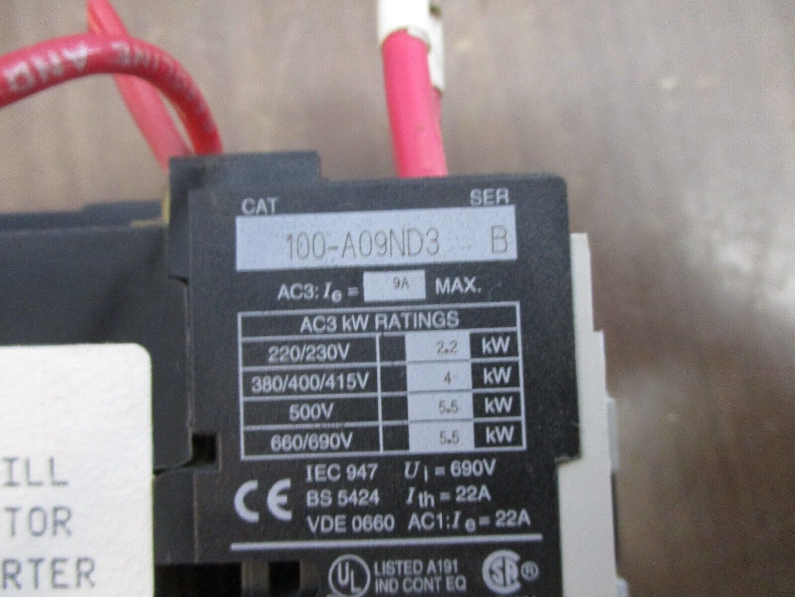 Allen-Bradley Starter 100-A09ND3/193-BSC 10 B 120V Coil Trip 6-10A Used