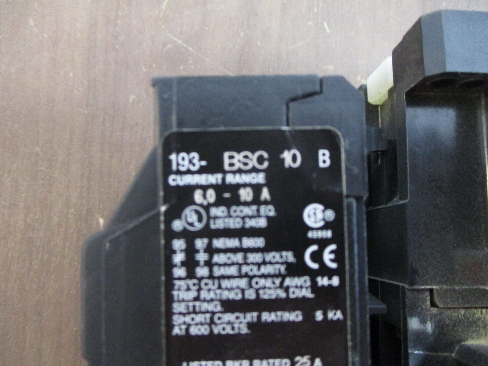 Allen-Bradley Starter 100-A09ND3/193-BSC 10 B 120V Coil Trip 6-10A Used