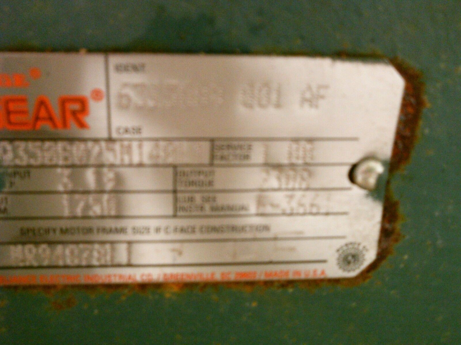 Dodge Tigear Reducer Q350B025M140L1 3.19HP In 2308 In/Lb Torque Out 1750RPM In