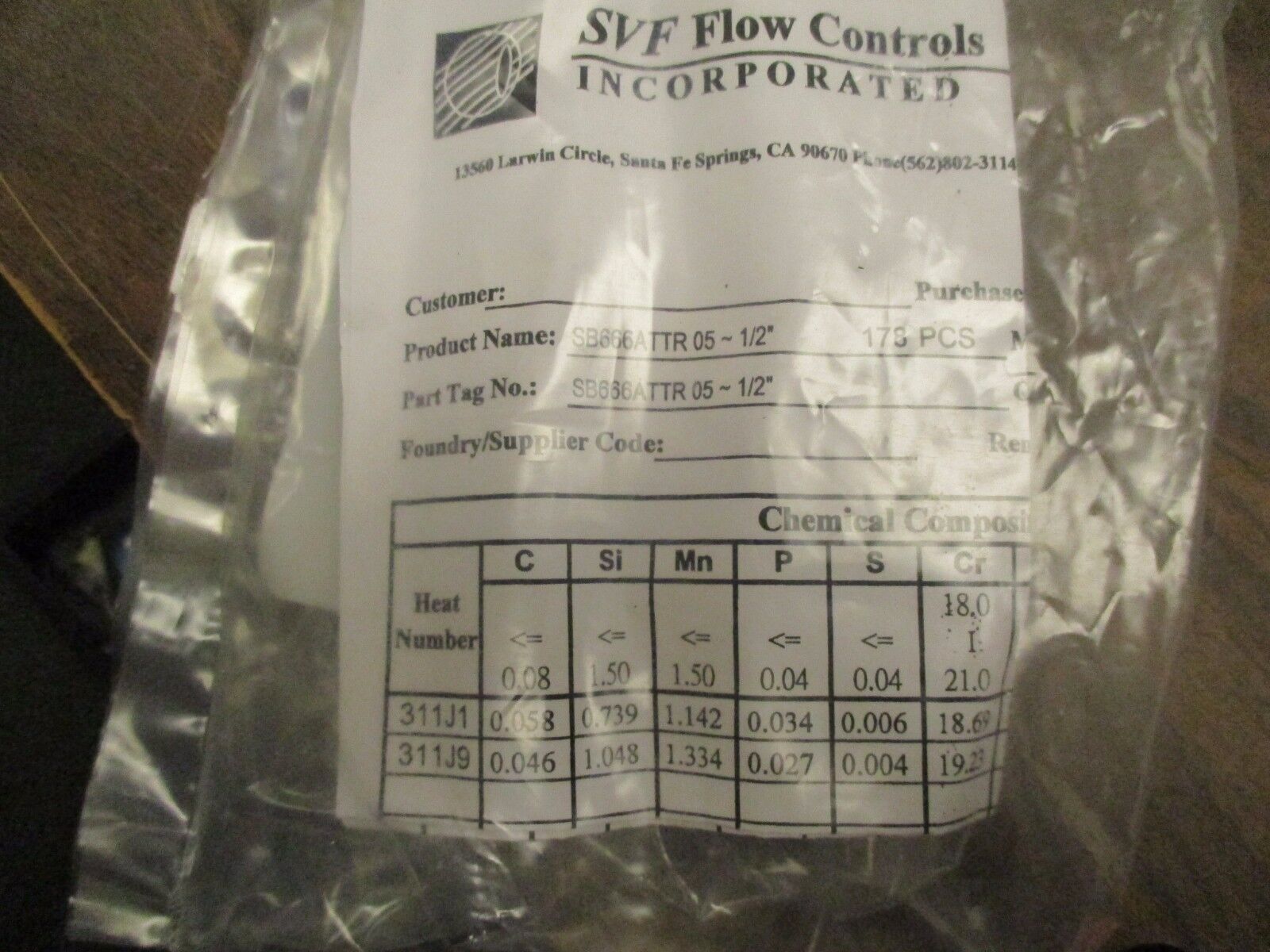 SVF Flow Controls High Purity Stainless Ball Valve SB666ATTR05 Size: ½" New Surp
