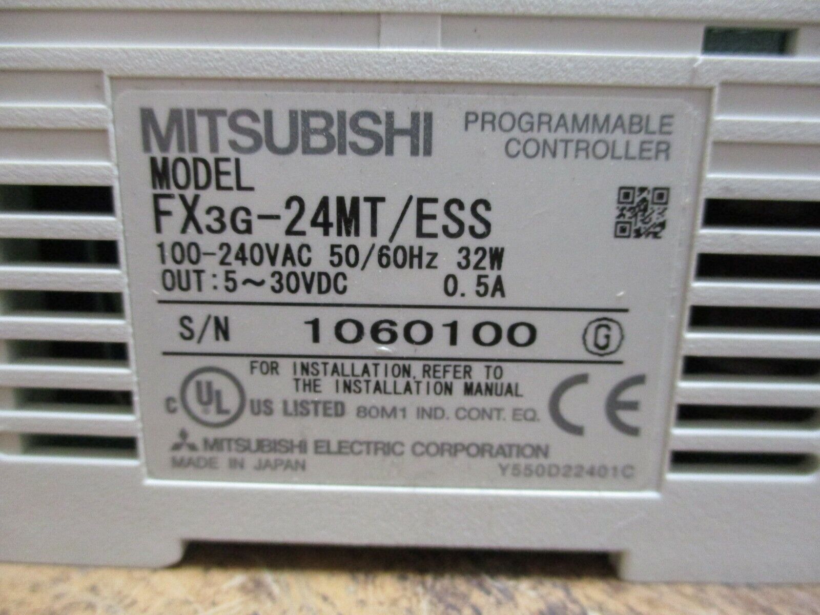 Mitsubishi Power Supply FX3G-24MT/ESS Output: 5-30VDC, 0.5A Used