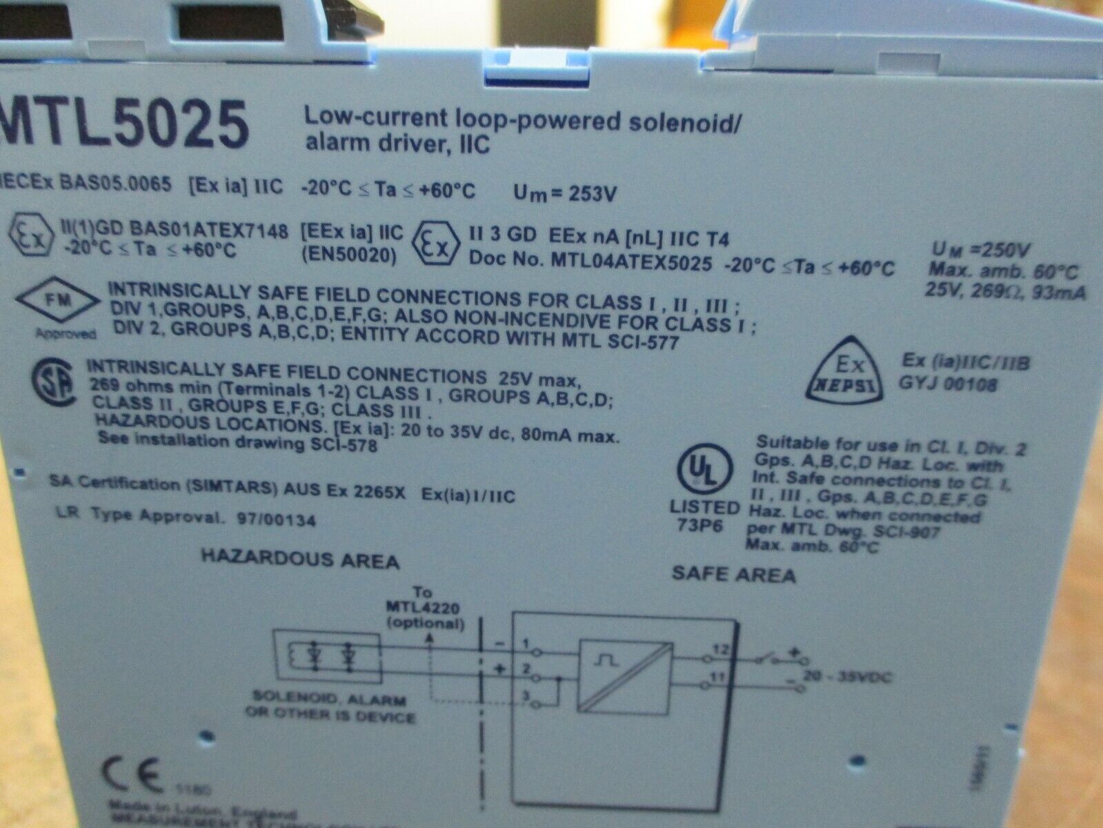 Measurement Technology Low-Current Loop-Powered Solenoid/Alarm Driver MTL5025