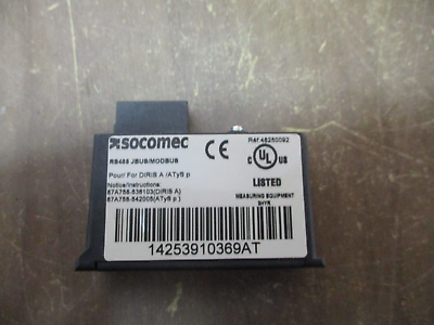 Socomec RS485 JBUS / MODBUS Module 48250092 For DIRIS A/ATyS p Used
