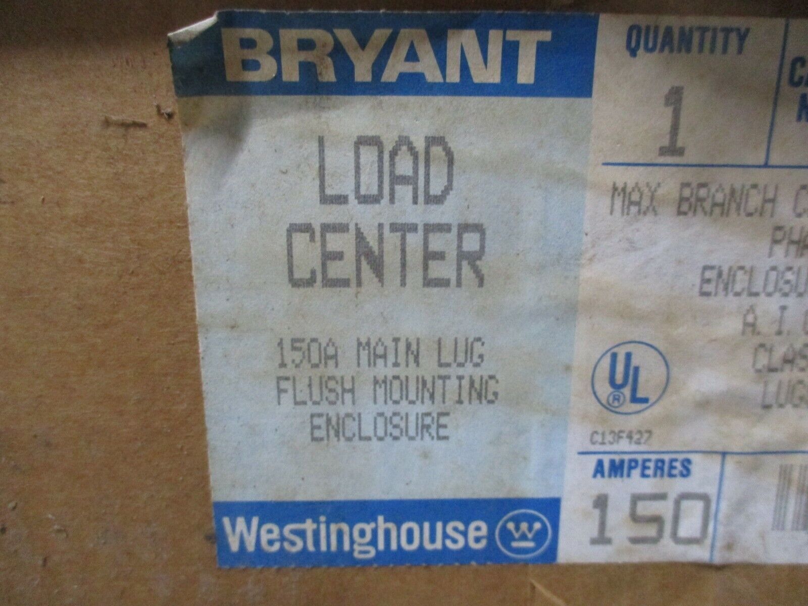 Westinghouse Main Lug Load Center 3-18-36AFN 150A 120/208/240V 3Ph New Surplus