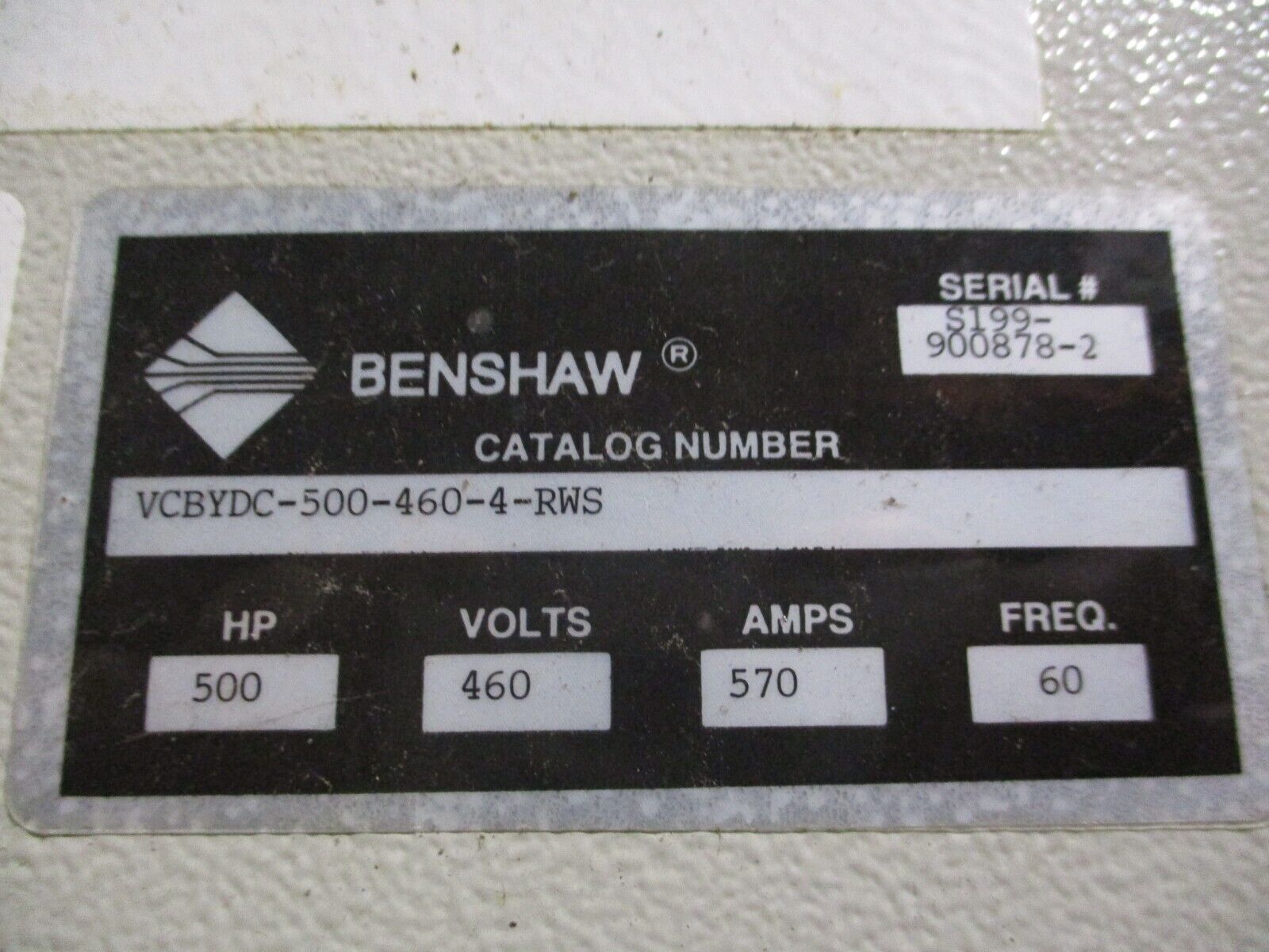 Benshaw Soft Start VCBYDC-500-460-4-RWS 500HP 460V 570A 60Hz Used
