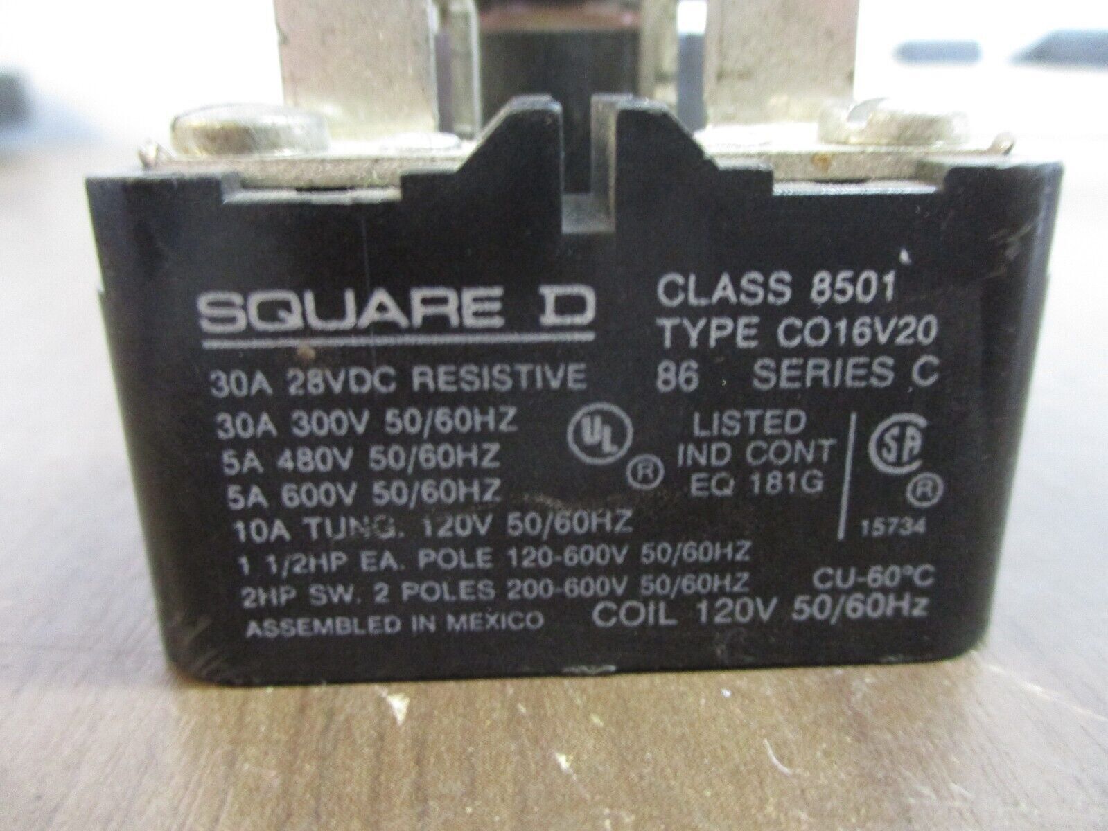 Square D Power Relay 8501 CO16V20 Ser. C 120V Coil Used