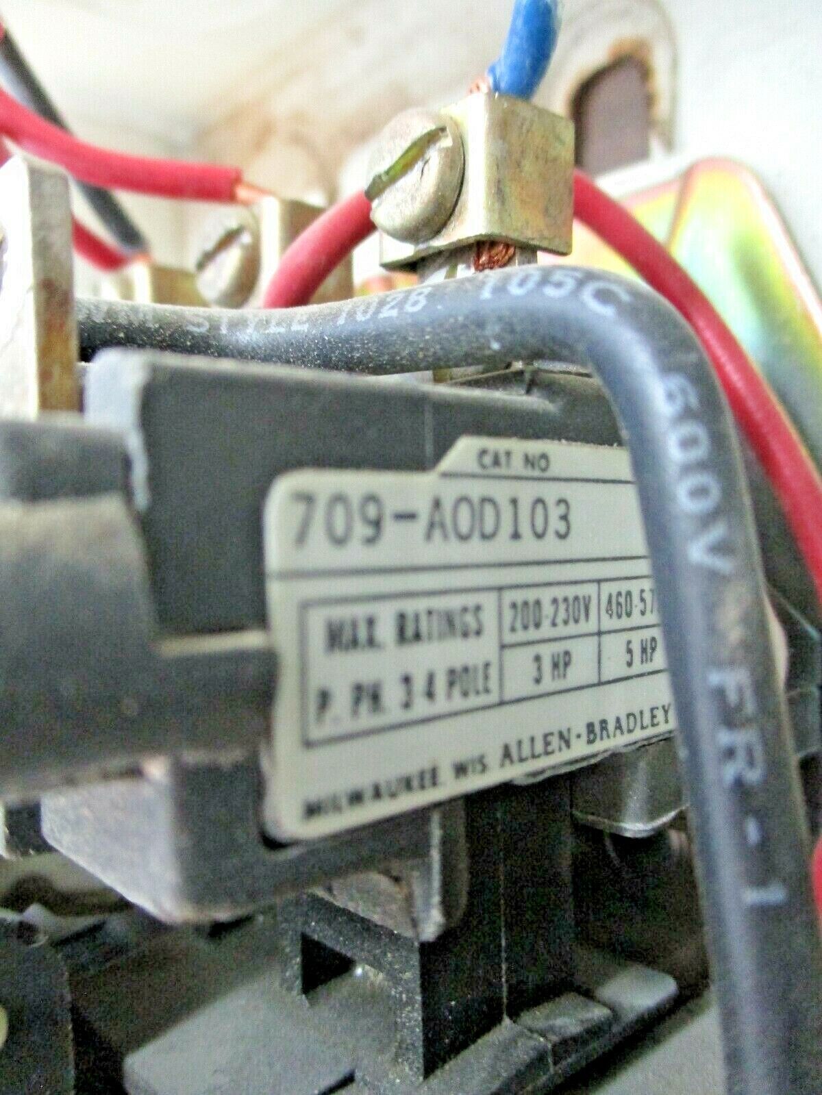 Allen-Bradley Size 1 Starter 709-AOD103 200-230V Type 1 Enclosure Used
