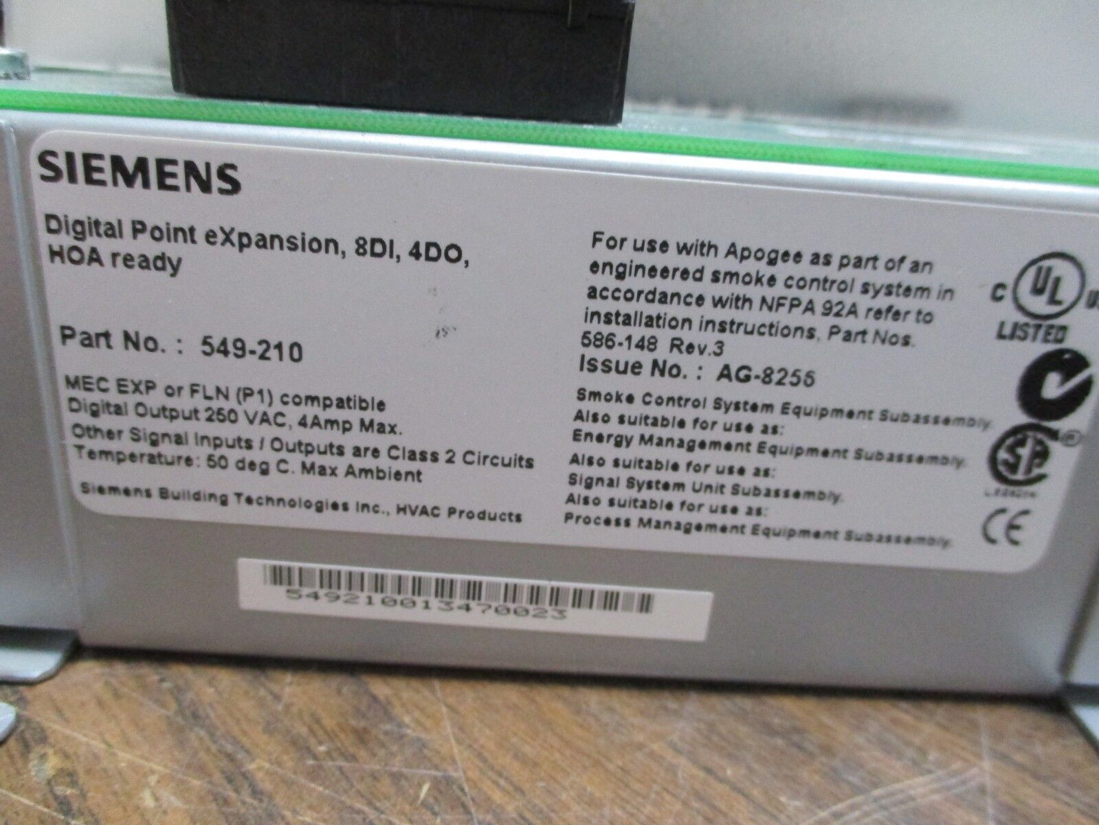 Siemens APOGEE Automation Digital Point Expansion Module 549-210 Used