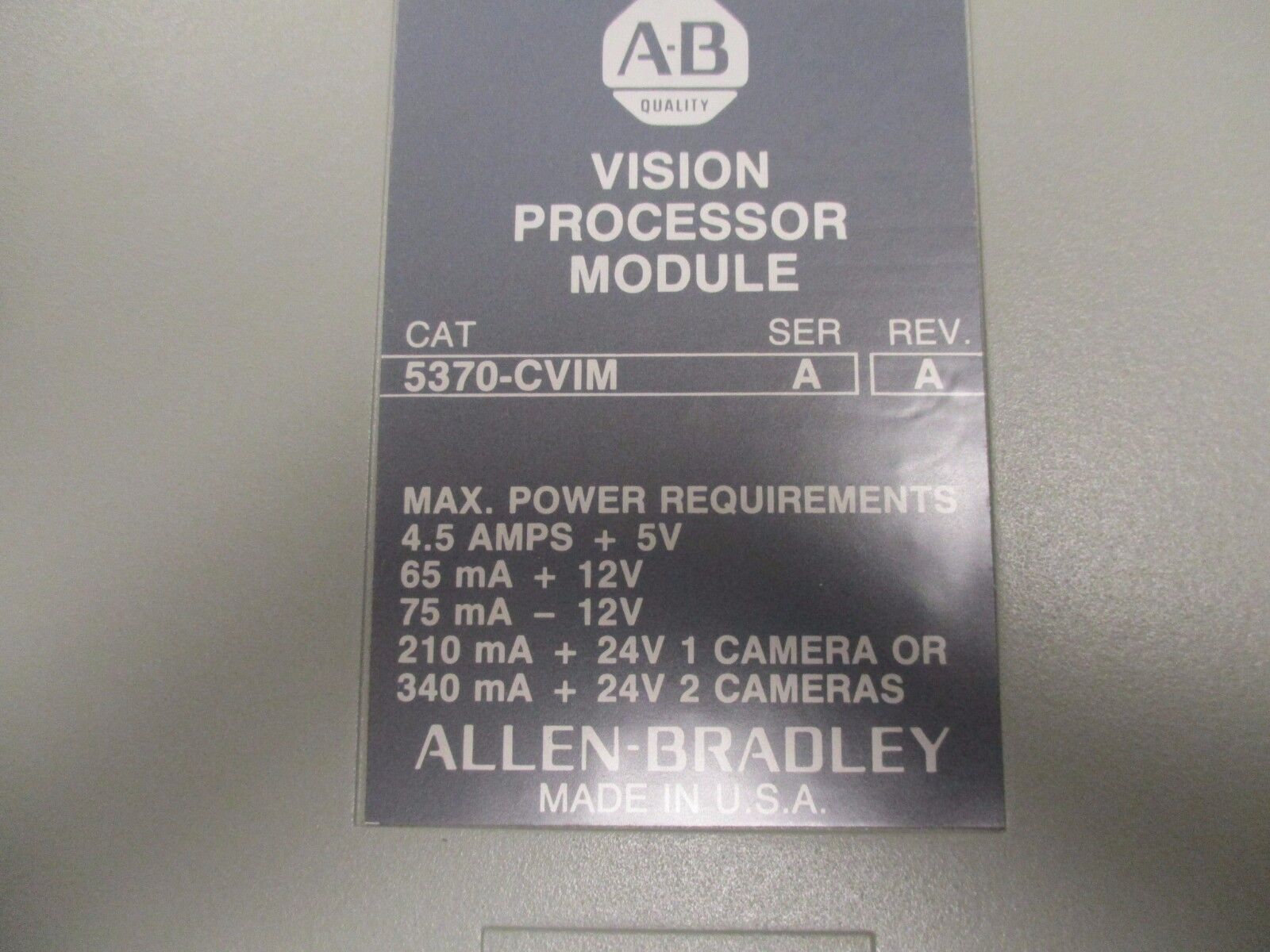 Allen-Bradley Vision Processor Module 5370-CVIM Ser A Rev A Used