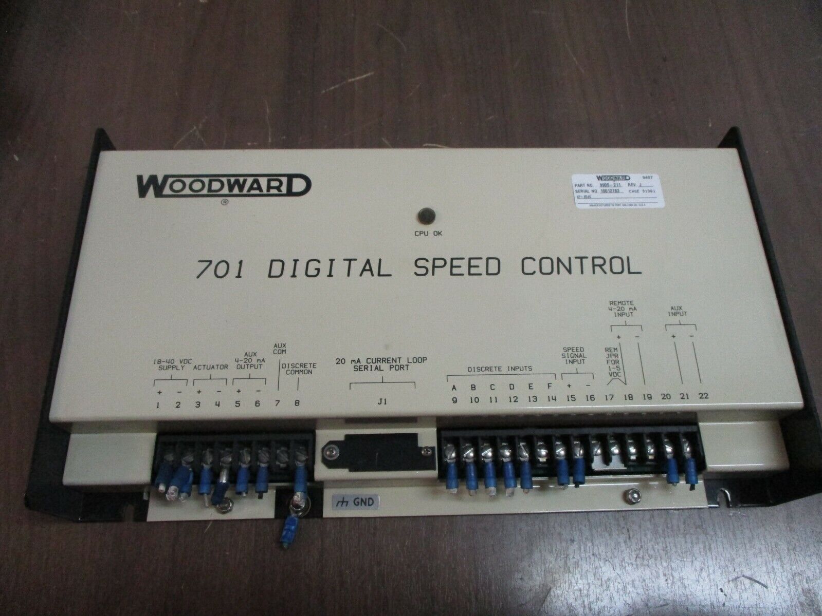 Woodward 701 Digital Speed Control 9905-211 Rev. J Used