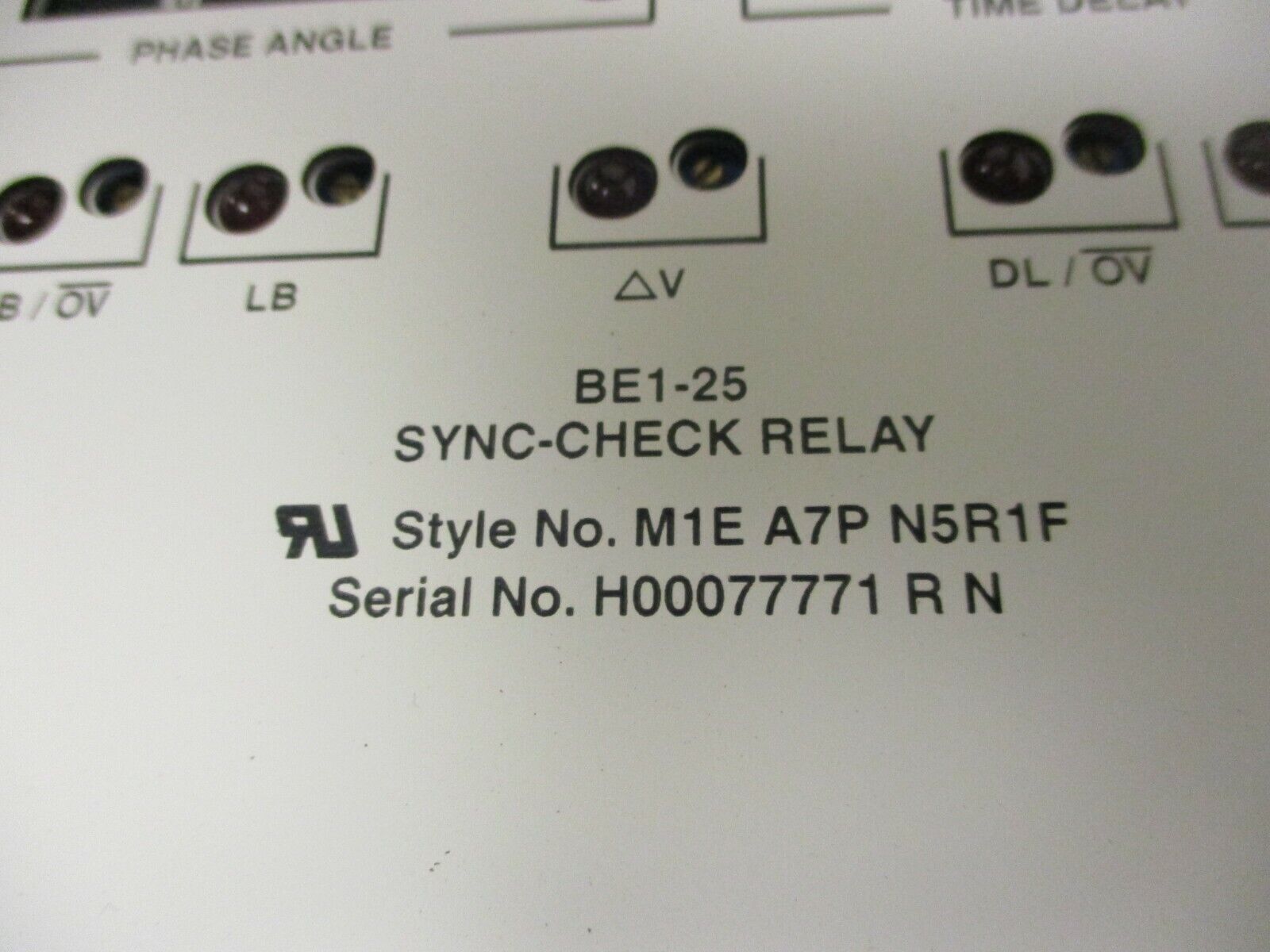 Basler Electric Solid-State Protective Relay Sync Check BE1-25 M1E A7P N5RIF