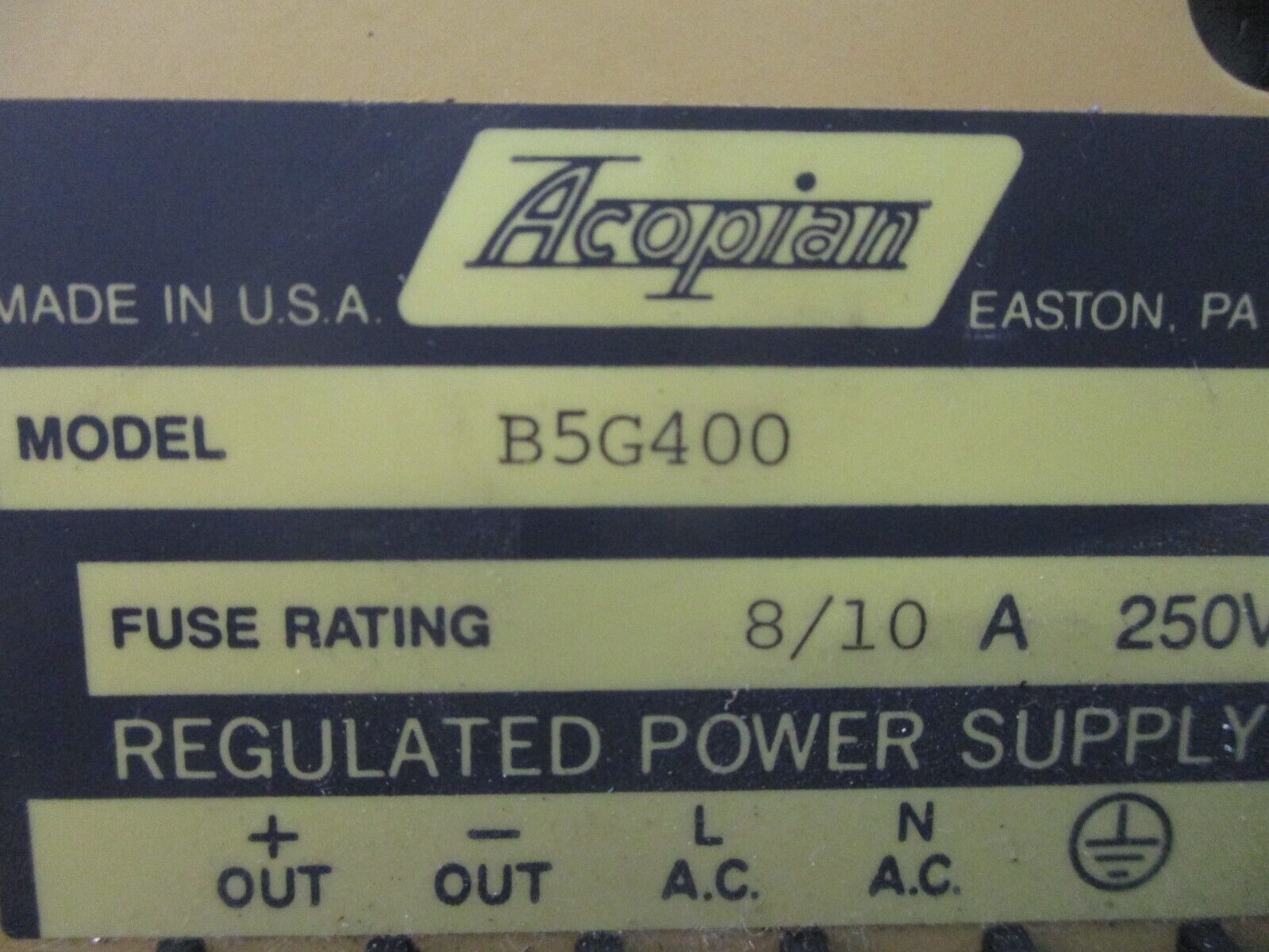 Acopian Regulated Power Supply B5G400 Used