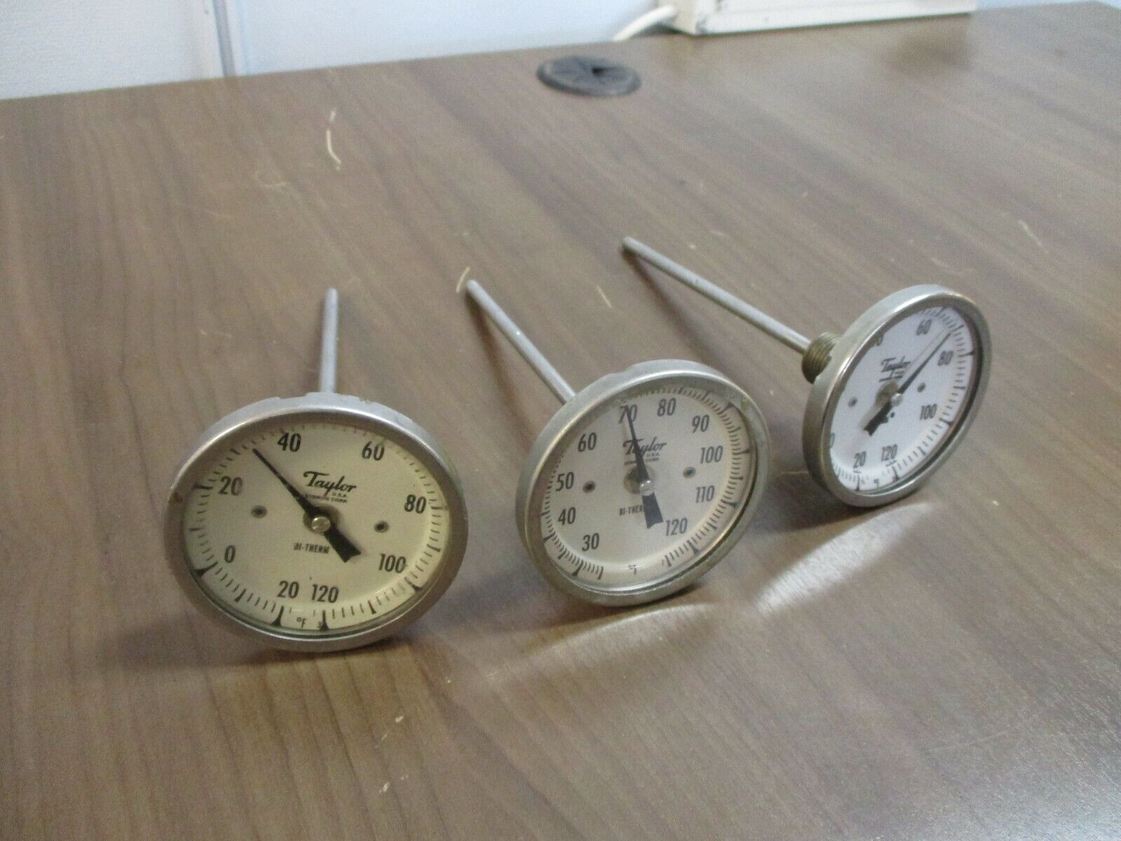 Taylor Bi-Therm Thermometer Range: 20-120°F 6" Stem *Lot of 3* Used