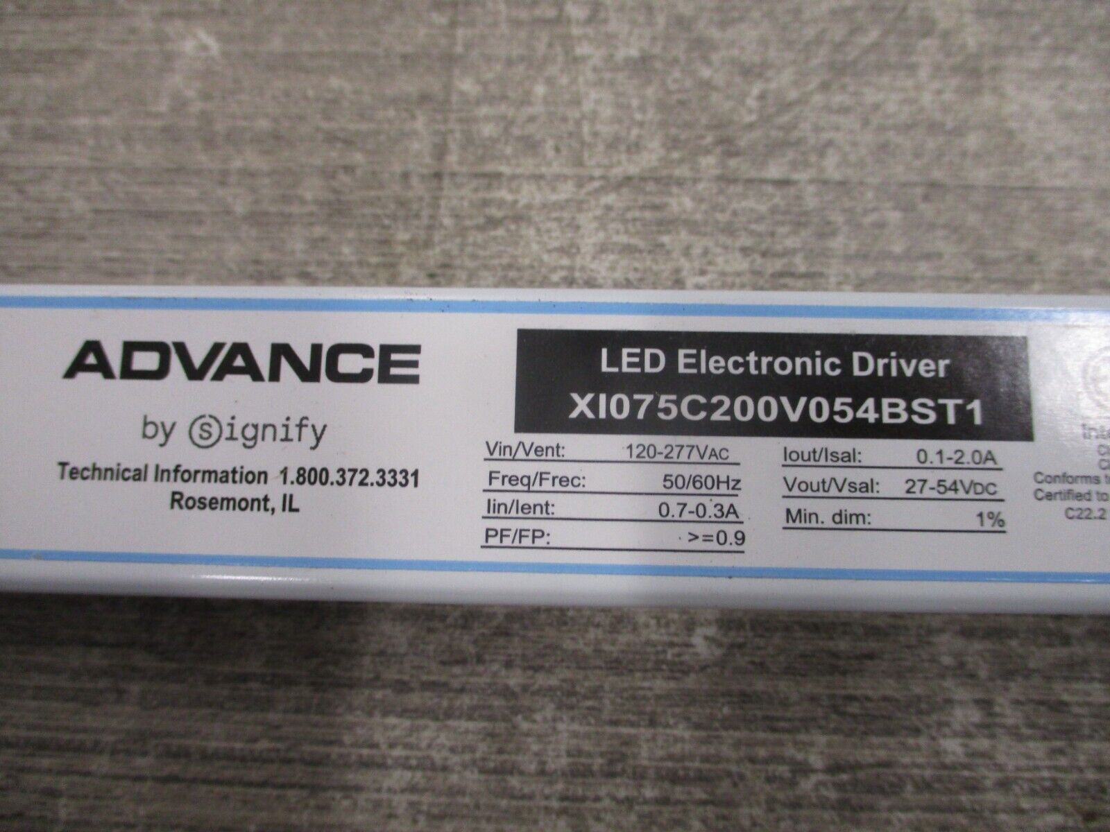 Advance Xitanium LED Drive XI075C200V054BST1 FW 2.0 Input: 120-277V