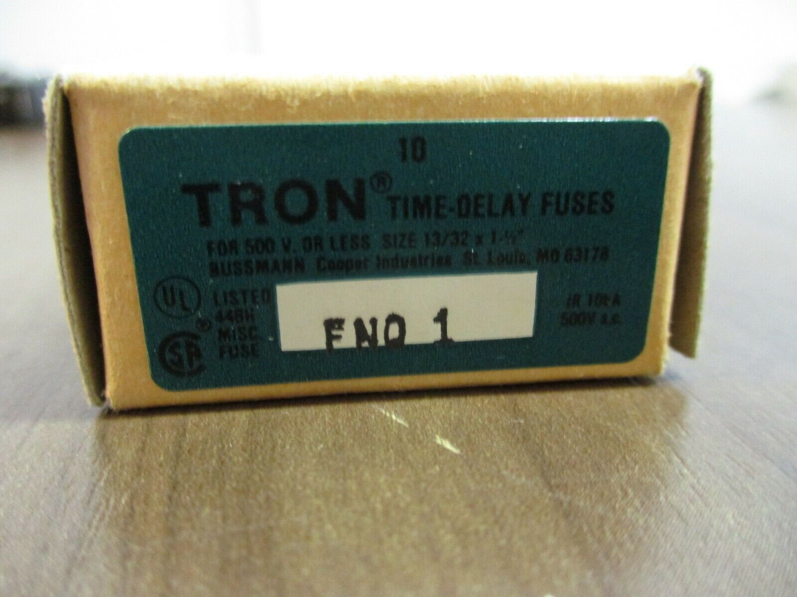 Bussmann Tron Fuse FNQ-1 1A 500V *Box of 10* New Surplus