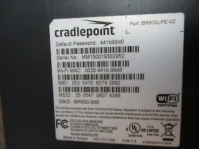 Cradlepoint Verizon SIM Wireless Router IBR600LPE-VZ 4G LTE 802.11n Used
