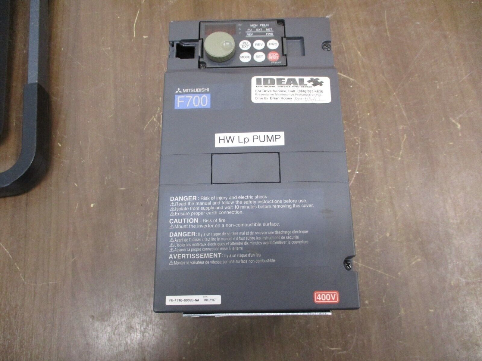 Mitsubishi F700 AC Drive FR-F740-00083-NA 5HP 3Ph w/ Keypad Used