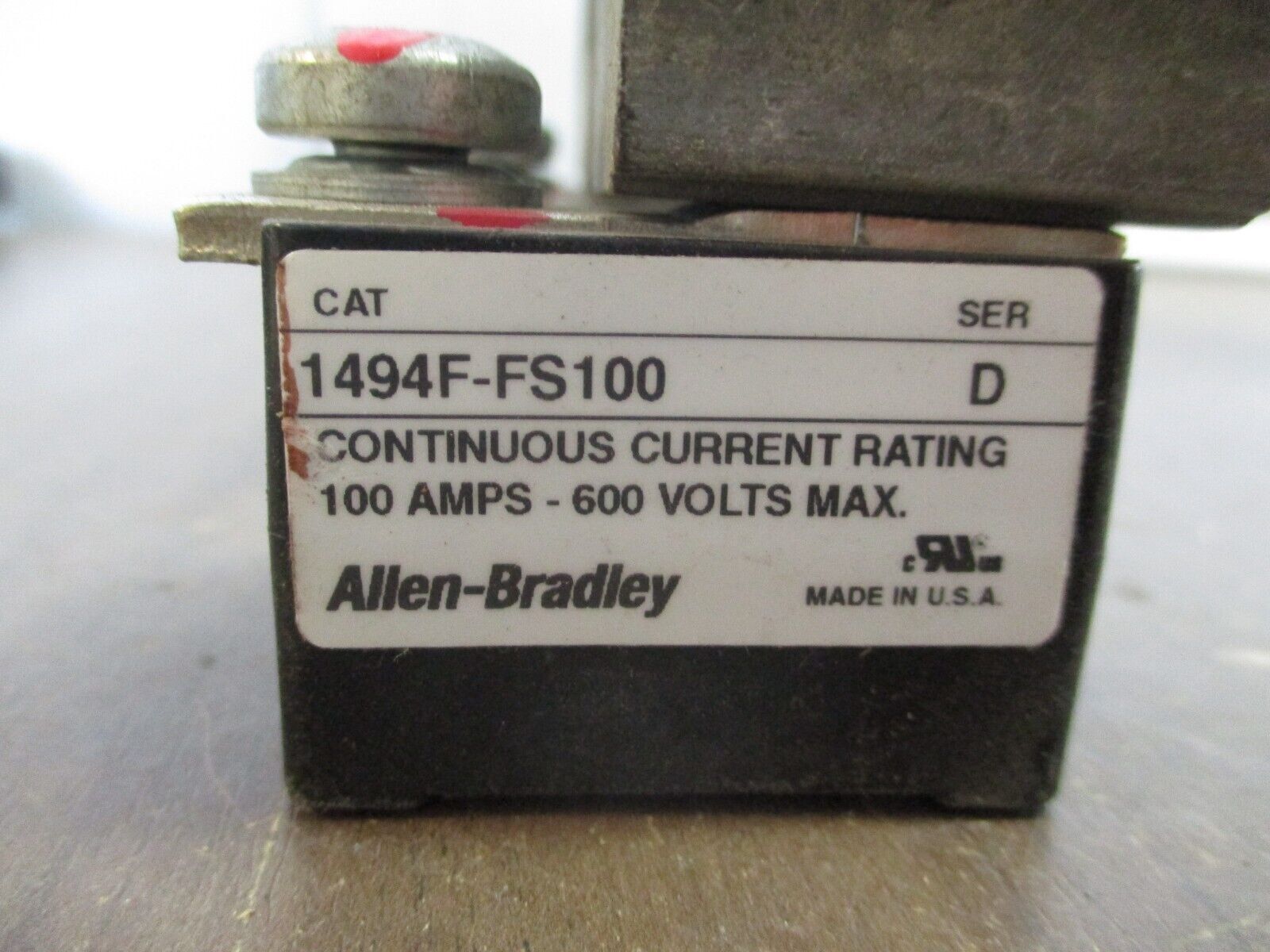 Allen-Bradley Fuse Block 1494F-FS100 Ser. D 100A 600V 3P Used