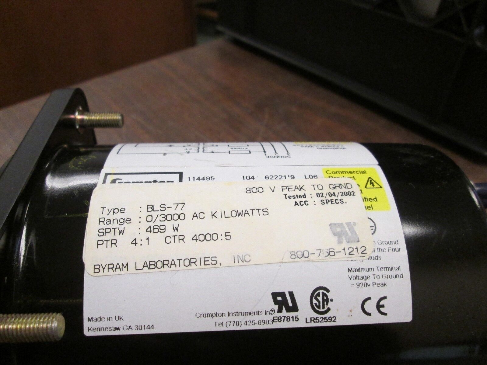 ASCO Kilowatt Meter BLS-77 Range: 0-3000KW Used