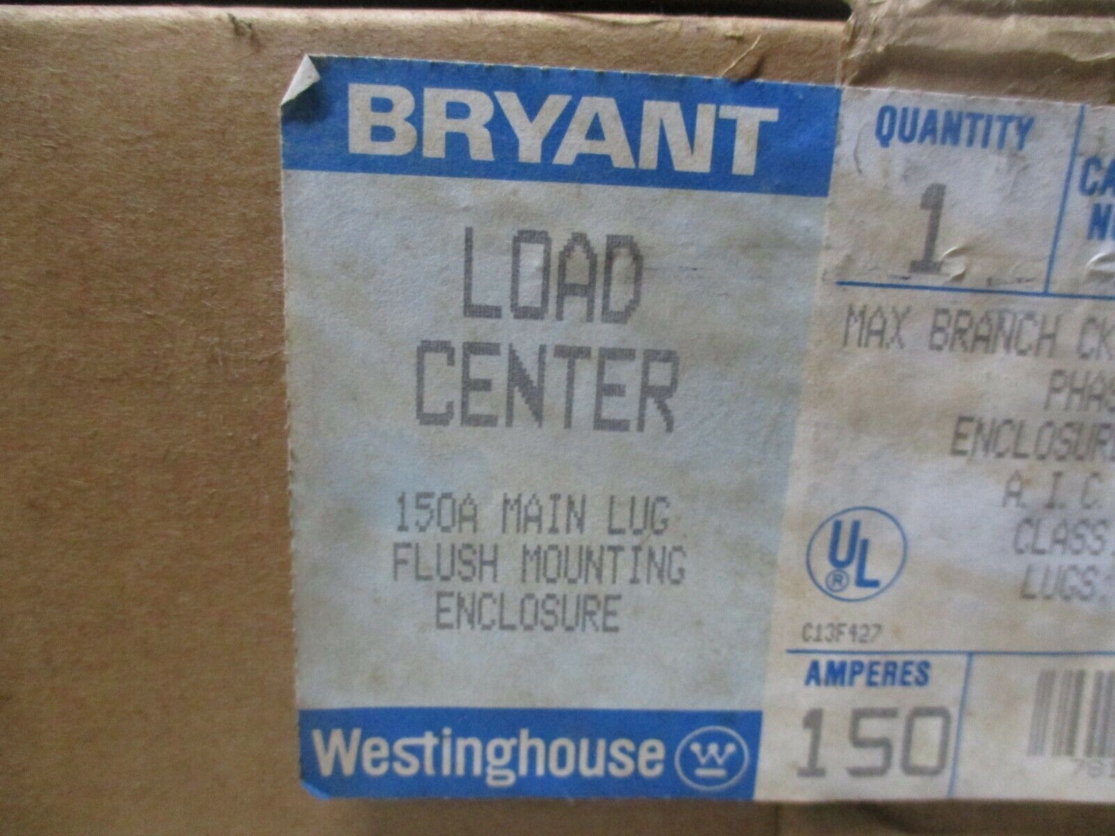 Westinghouse Main Lug Load Center 3-18-36AFN 150A 120/208/240V 3Ph New Surplus