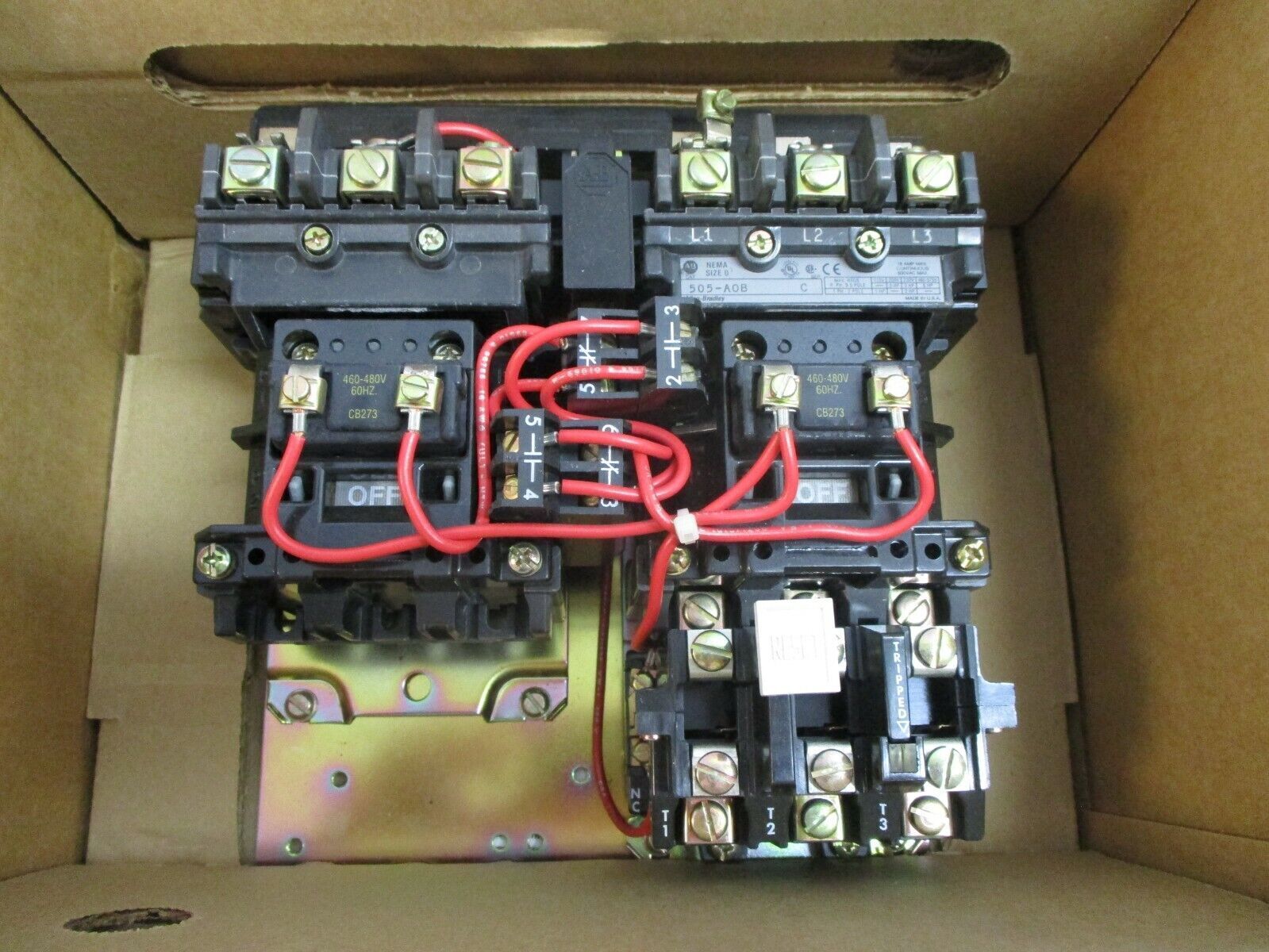 Allen-Bradley Size 0 Reversing Starter 505-AOB Ser. C 460-480V Coil New Surplus