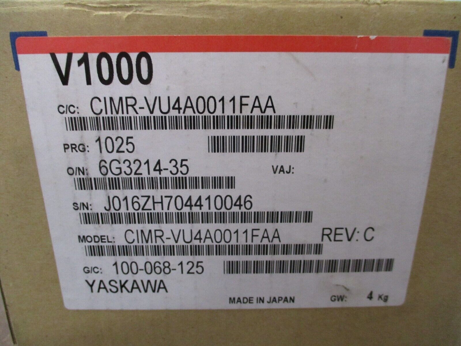 Yaskawa V1000 AC Drive CIMR-VU4A0011FAA Rev. C 7.5HP 380-480V New Surplus