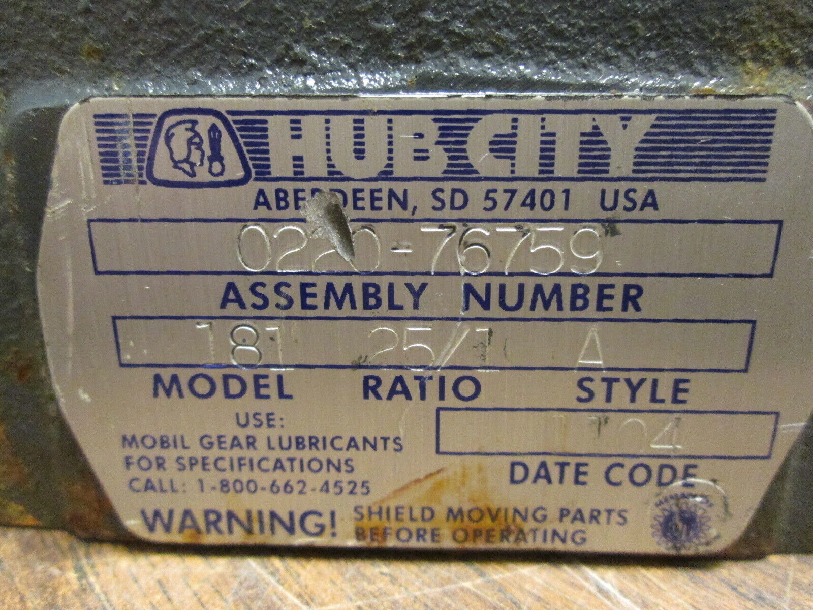 Hub City Model 181 Reducer 0220-76759 Ratio 25:1 Used