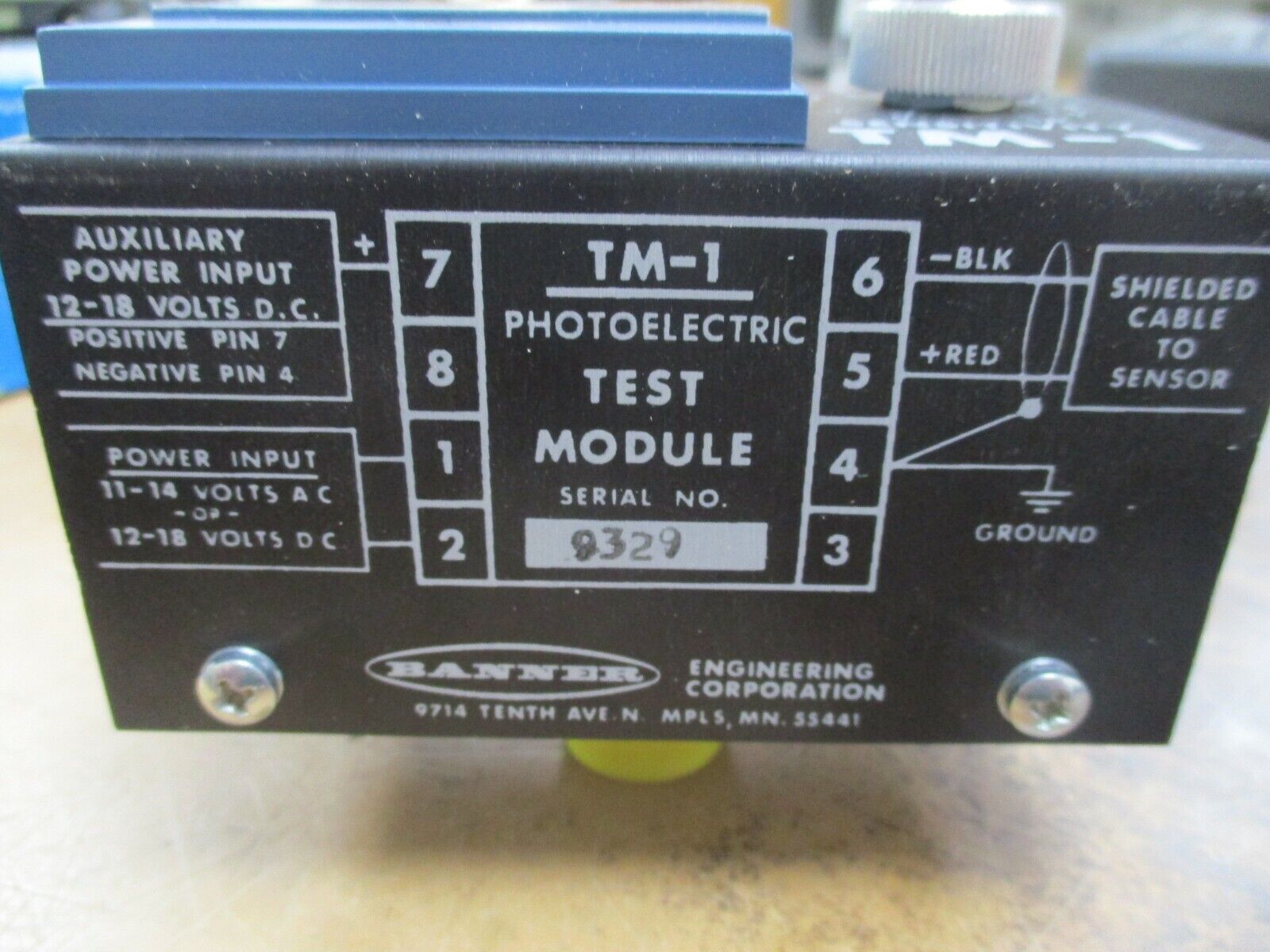 Banner Photoelectric Test Module TM1 Power:11-14VAC, 12-18VDC Aux Power:12-18VDC