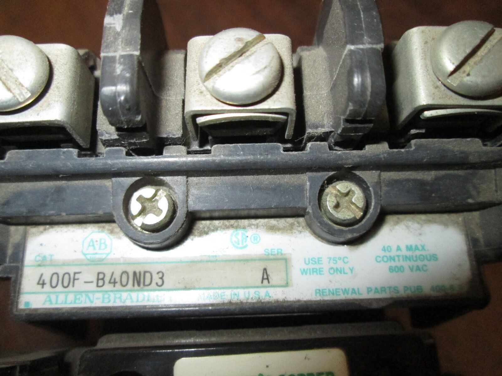 Allen-Bradley Contactor 400F-B40ND3 30HP 120V Coil 3P Used
