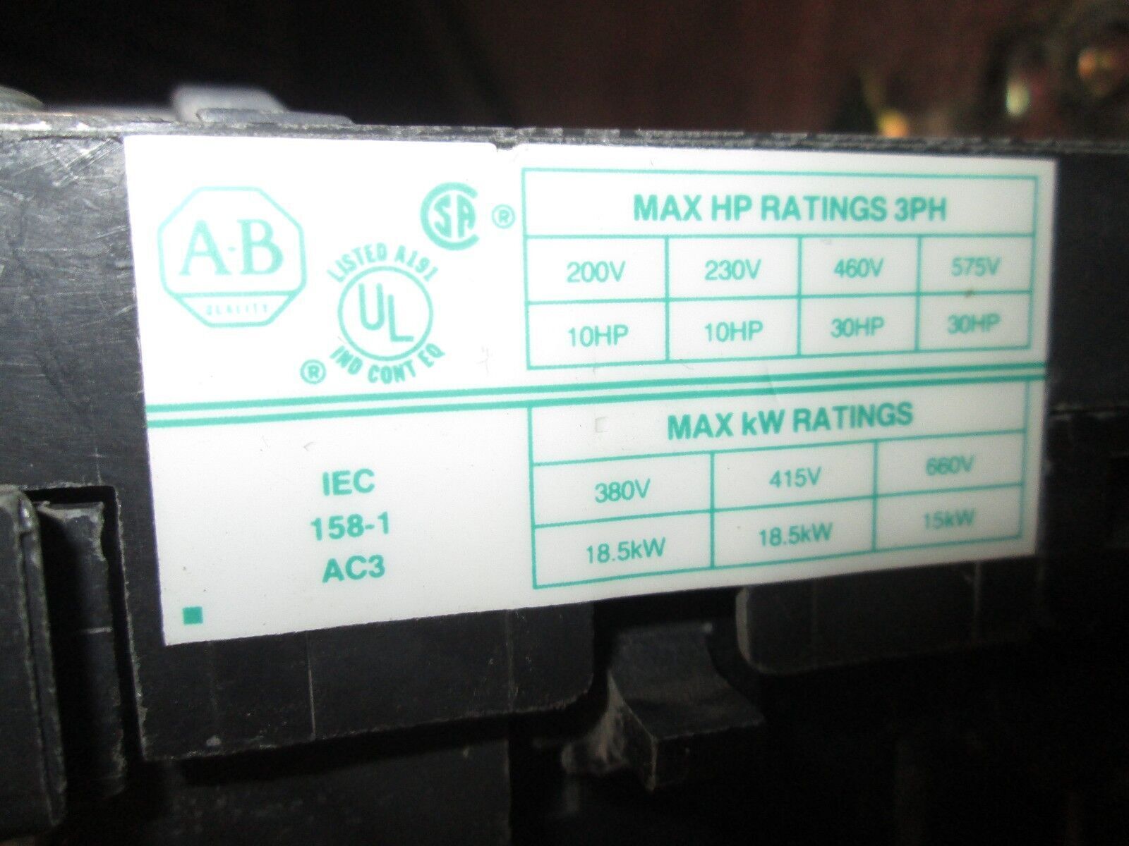 Allen-Bradley Contactor 400F-B40ND3 30HP 120V Coil 3P Used