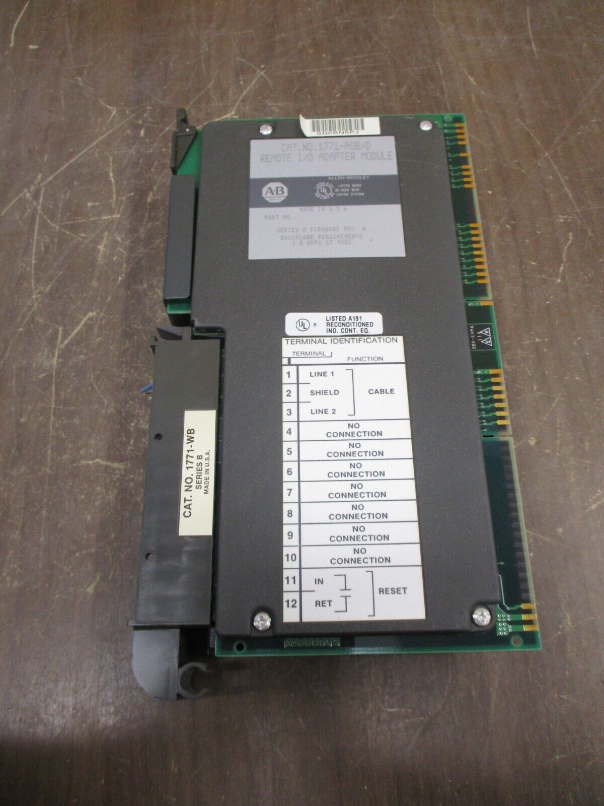 Allen-Bradley Remote I/O Adapter Module 1771-ASB D Ser. D F/W Rev. H Used
