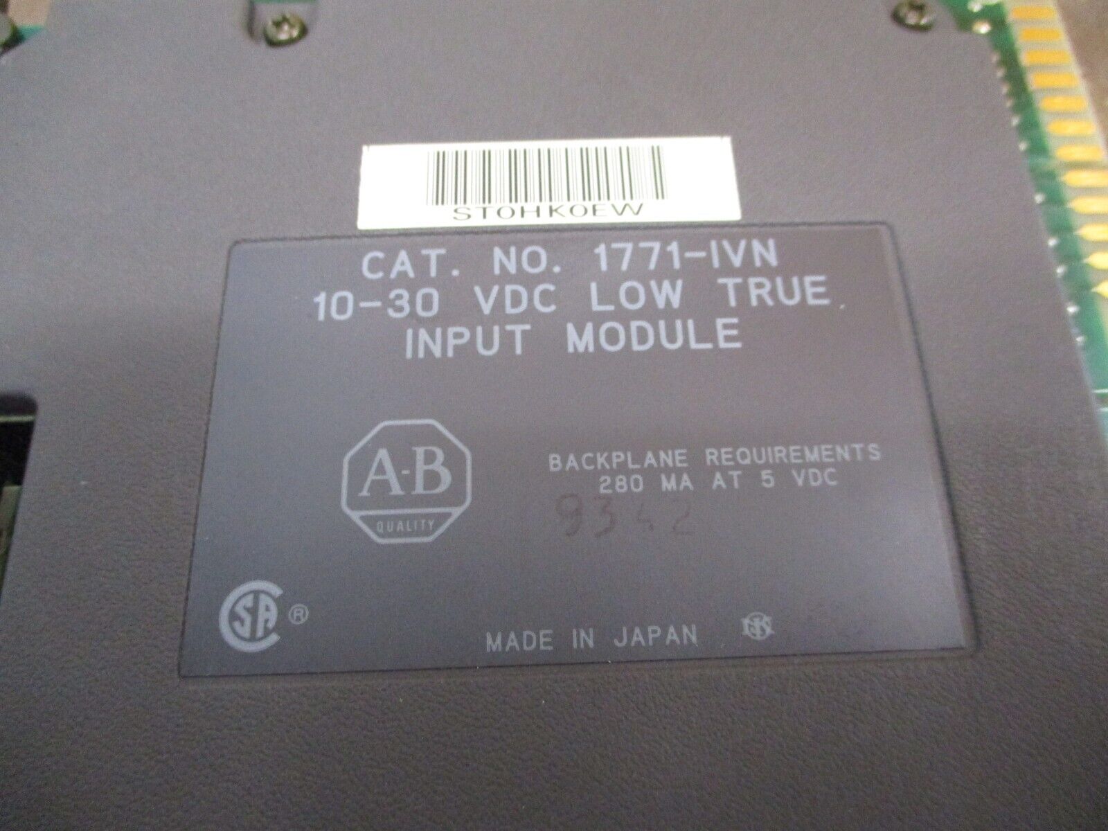 Allen-Bradley Low True Input Module 1771-IVN 10-30VDC *No Terminal Cover* Used